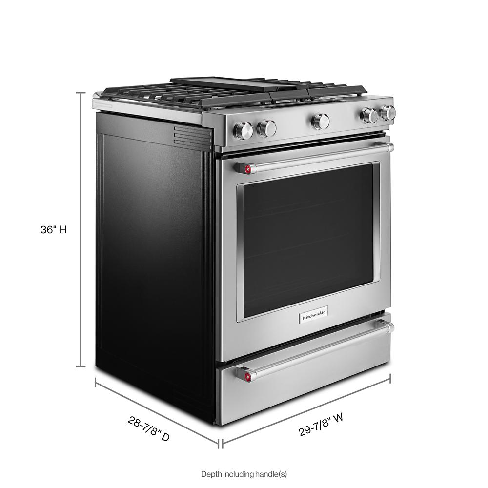KitchenAid 30-in Deep recessed 5 burners Convection Oven Slide-In Dual Fuel Range ( Stainless steel )
