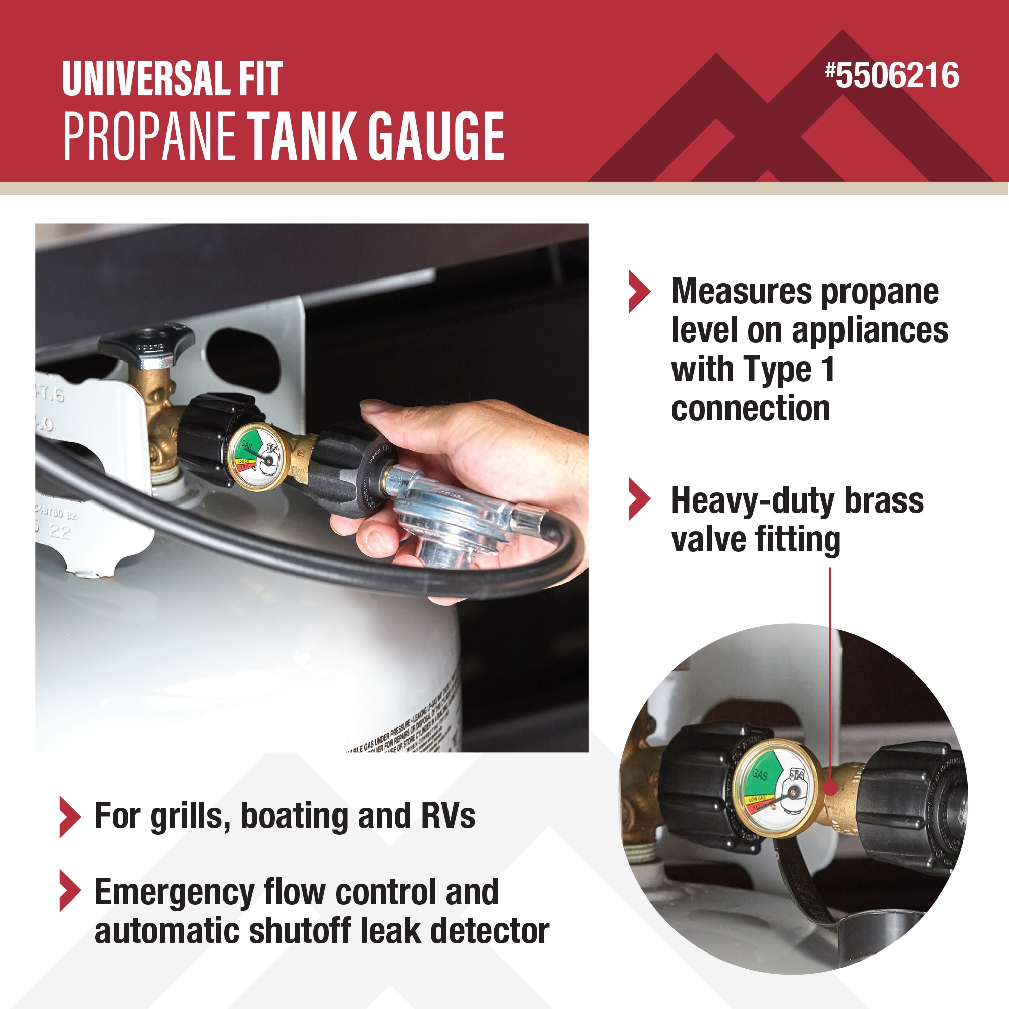 Master Forge 3/8-in Brass Propane fuel level gauge