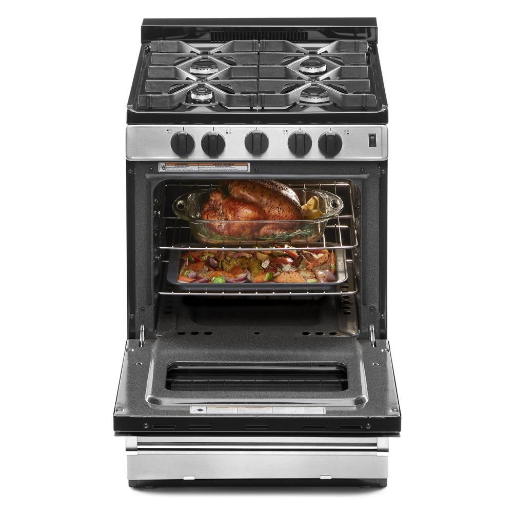 Whirlpool 24-in 4 burners 2.96-cu ft Freestanding Natural Gas Range ( Stainless steel )