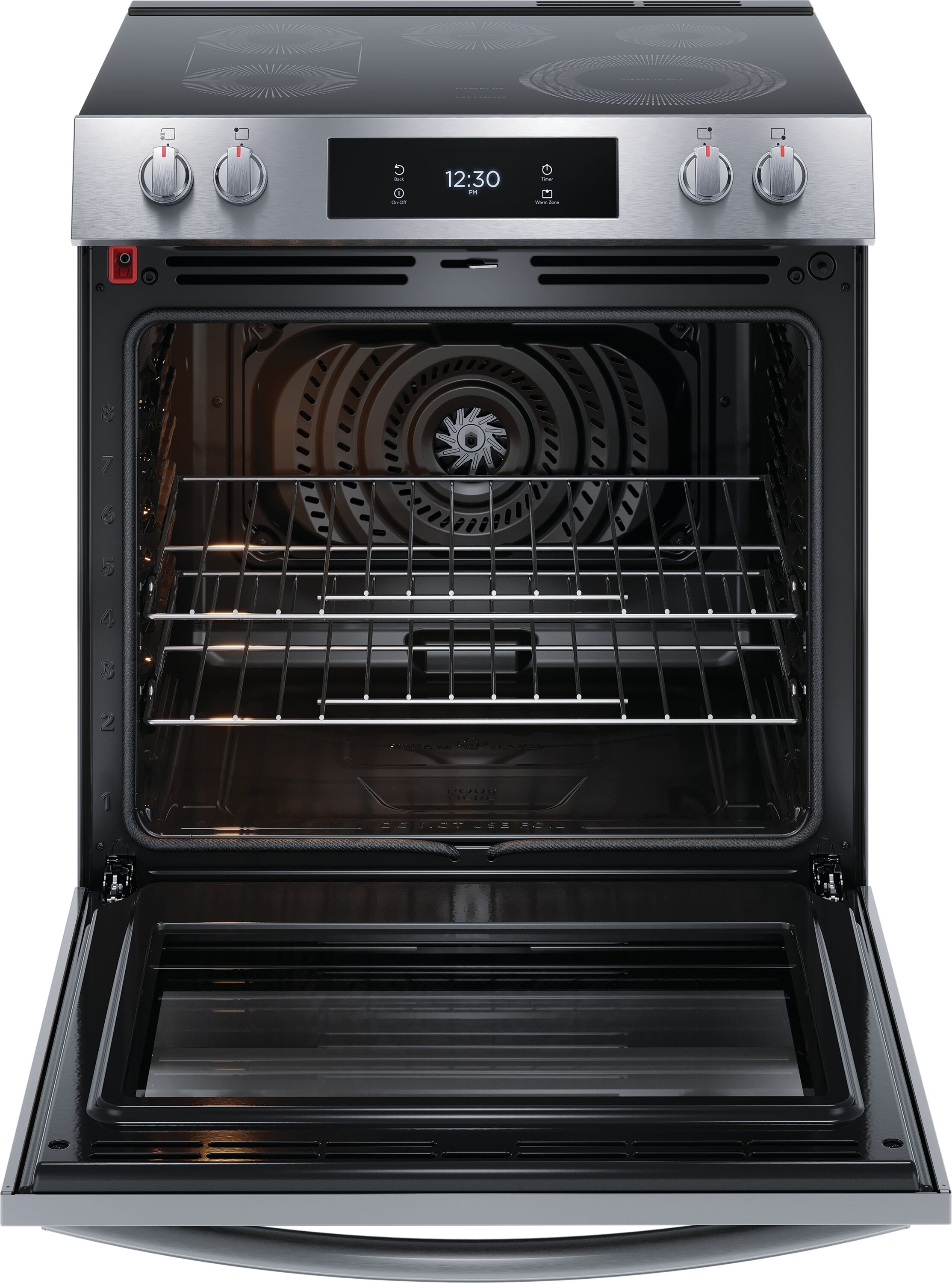 Frigidaire Gallery 30-in Glass Top 5 burners 6.2-cu ft Air Fry Convection Oven Slide-In Electric Range Fingerprint Resistant Stainless Steel )