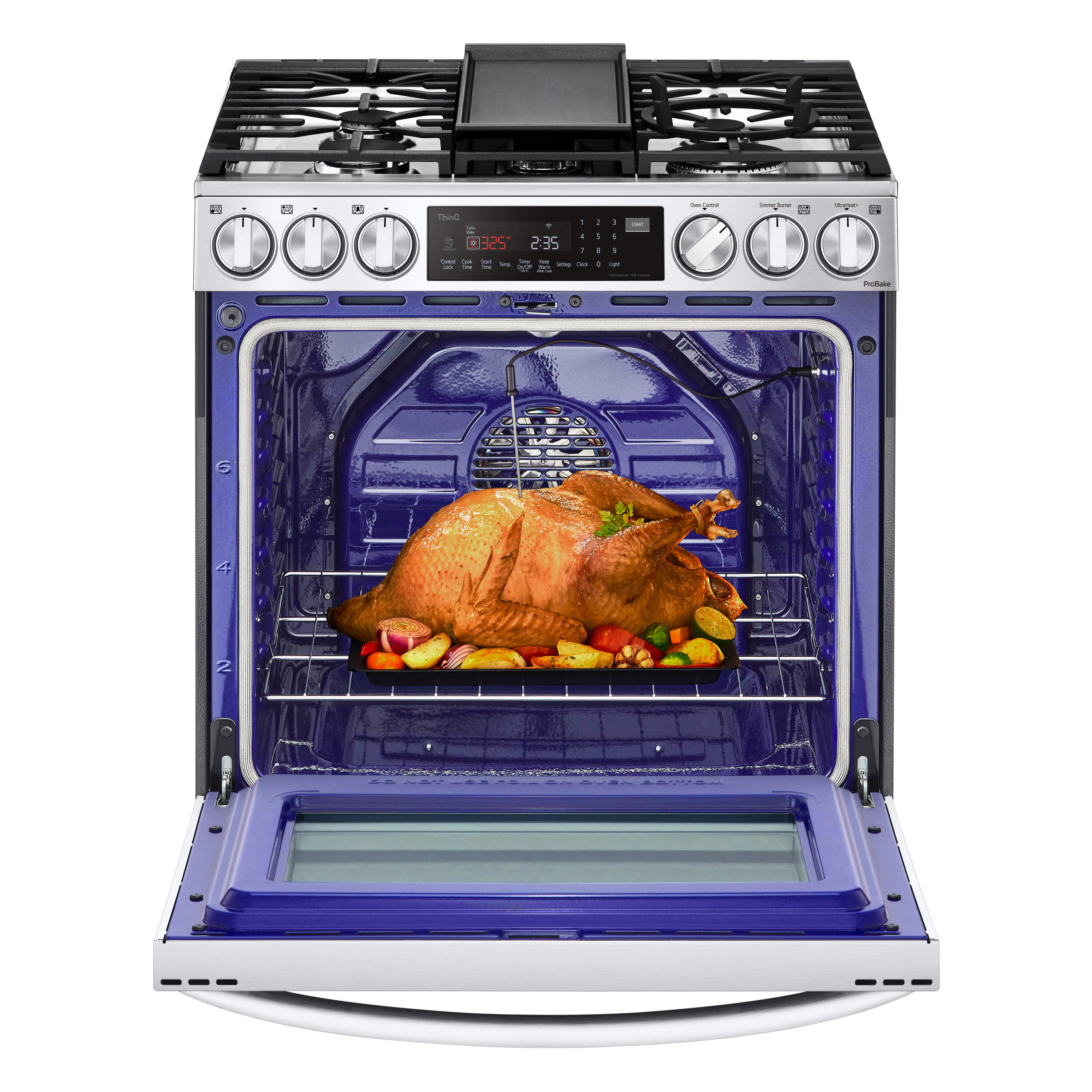 LG InstaView Air-Fry 30-in 5 burners 6.3-cu ft Air Fry Convection Oven Slide-In Natural Gas Range ( PrintProof Stainless Steel )