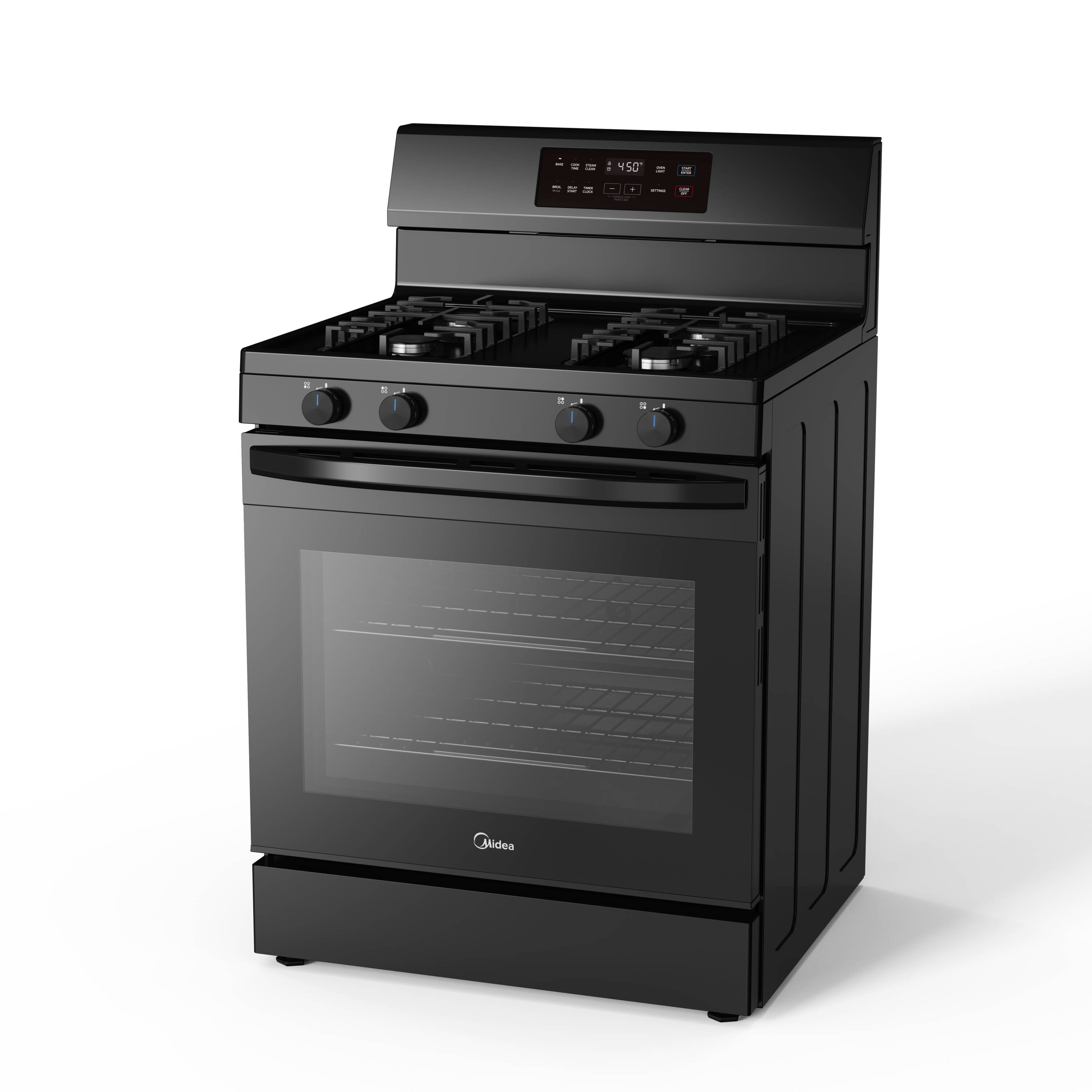 Midea 30-in 4 burners 6.1-cu ft Freestanding Natural Gas Range ( Black )