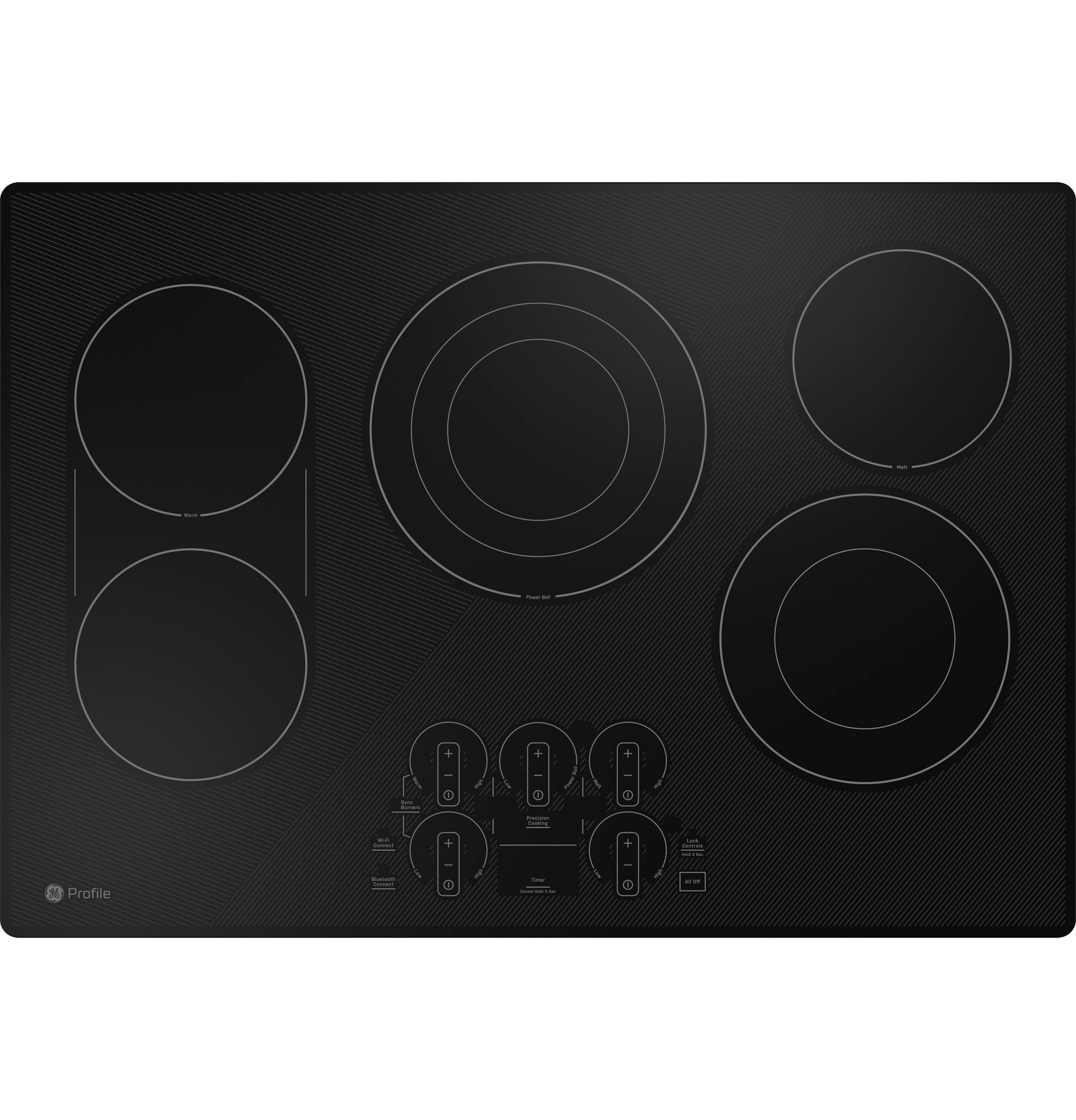 GE Profile 30-in 5 burners Smooth Surface (Radiant) Black Smart Compatible Electric Cooktop