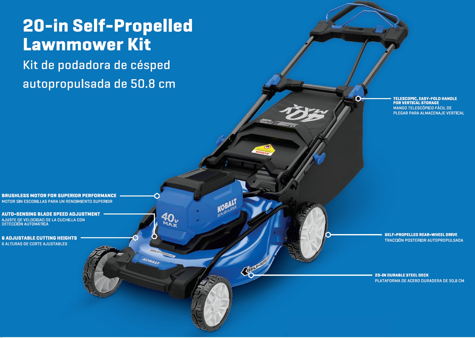 Kobalt Gen4 40-volt, 20-in Self Propelled Battery Walk Mower with (1) 6 Ah Battery Included