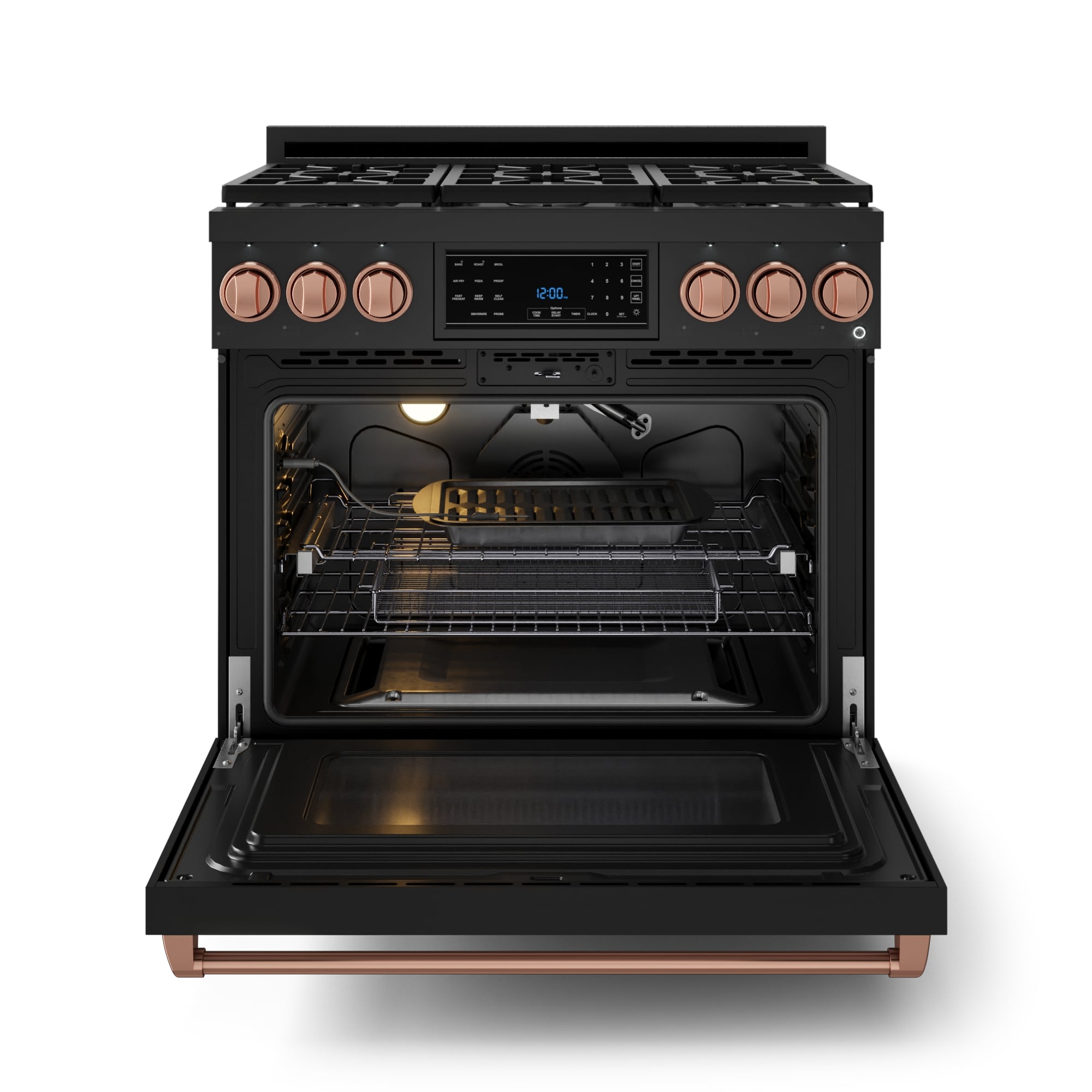 Thor Kitchen Gordon Ramsay Series 36-in 6 burners 6-cu ft Air Fry Convection Oven Freestanding Liquid Propane Gas Range ( Matte Black with Rose Gold Accents )