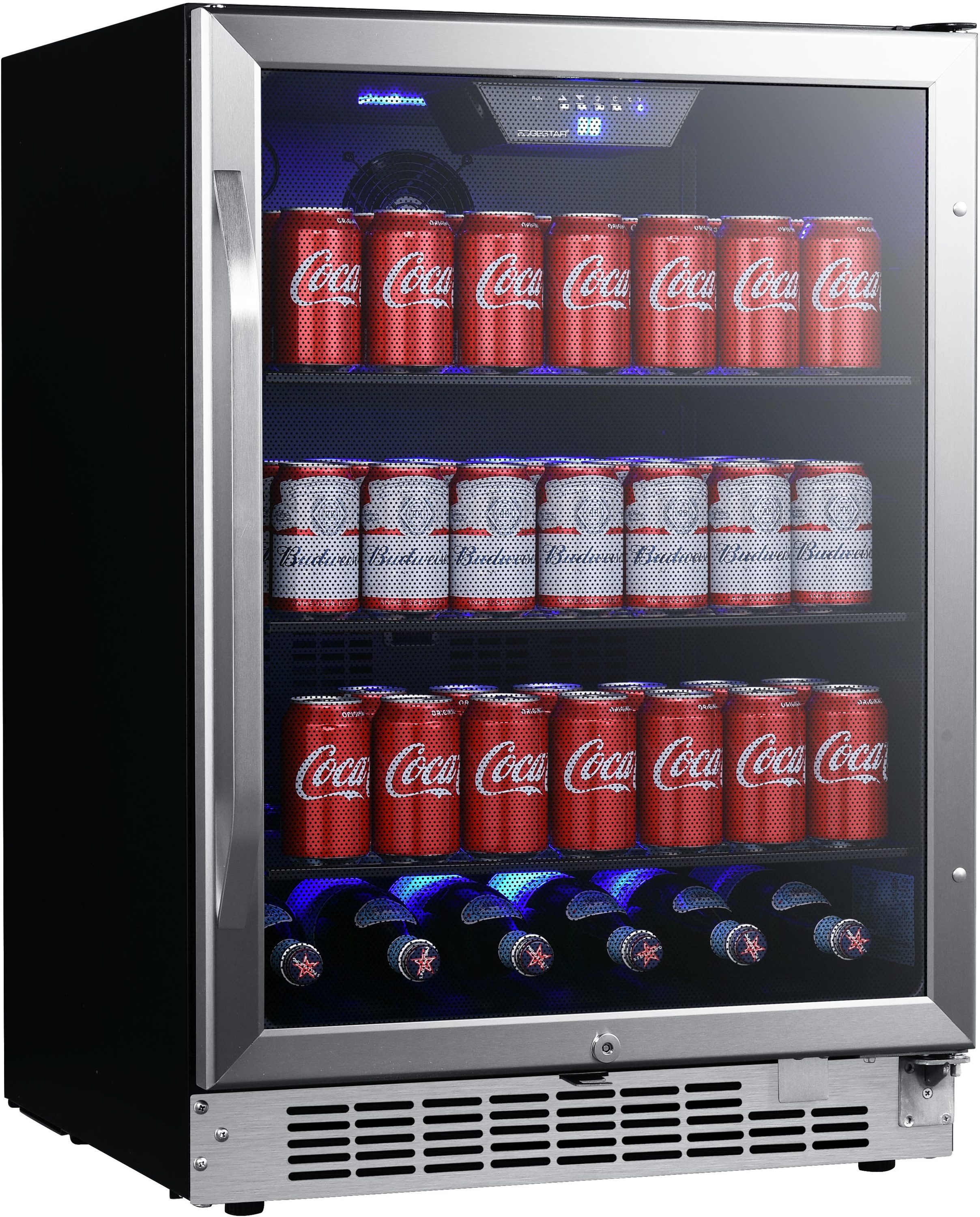 EdgeStar 23.5-in W 142 -Can Capacity Stainless Steel Built-in/Freestanding Indoor Beverage Refrigerator with Glass Door