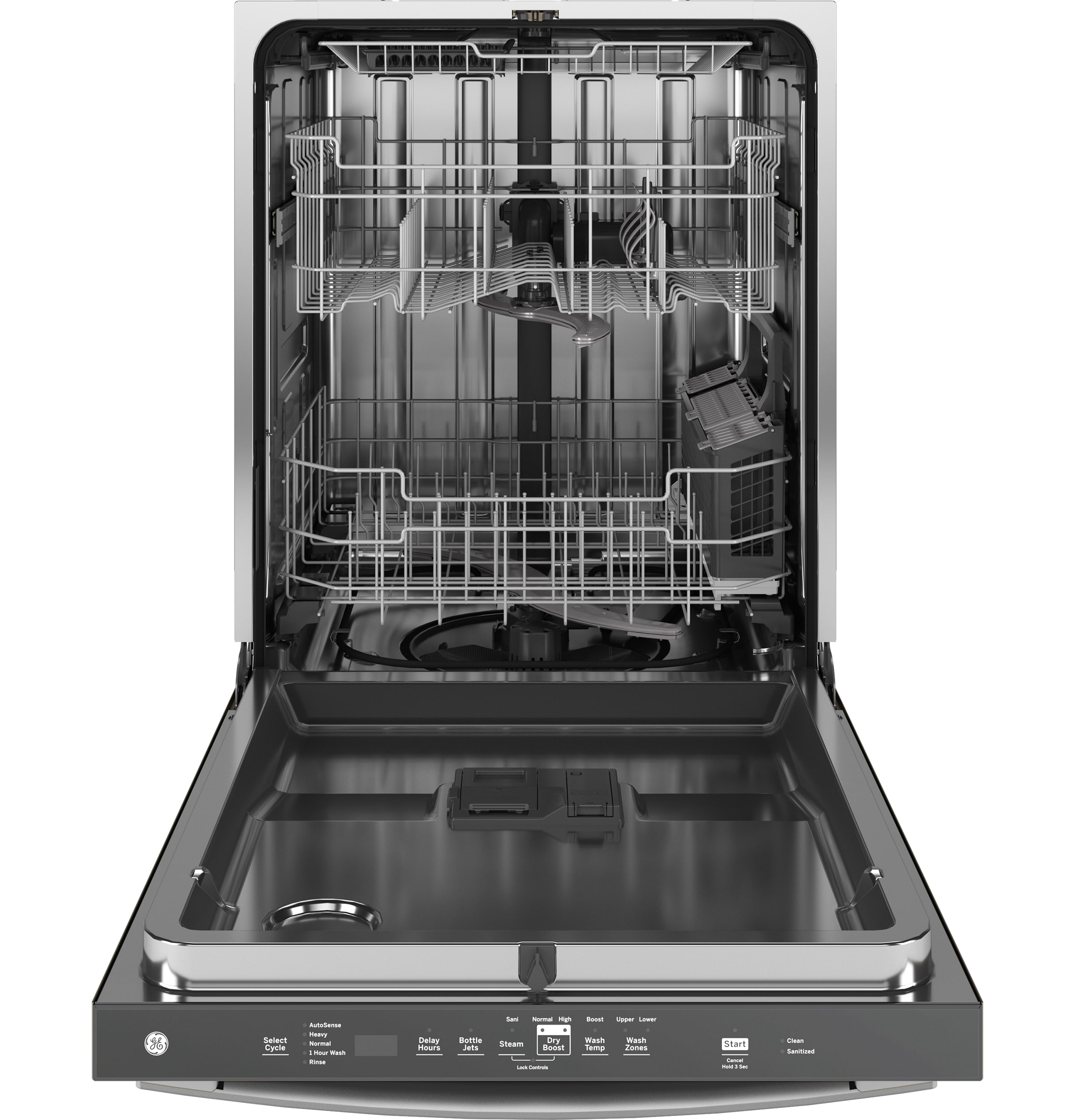 GE Dry Boost Top Control 24 in Built In Dishwasher With Third Rack Fingerprint Resistant Stainless Steel ENERGY STAR 45 dBA