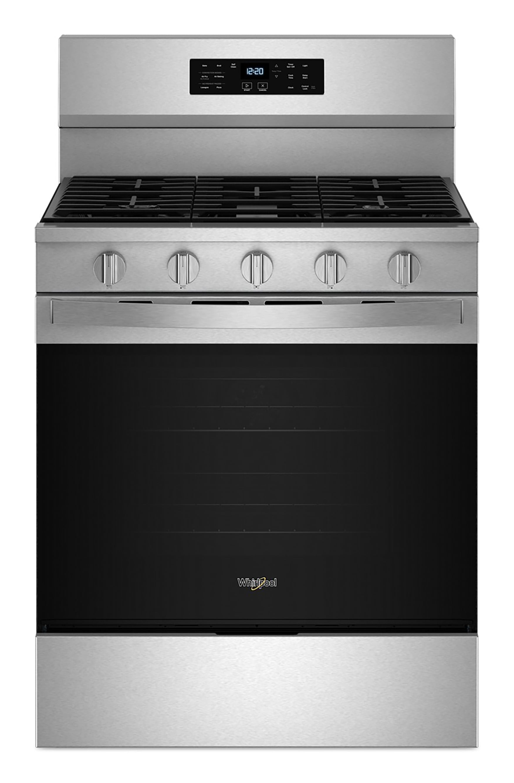 Whirlpool Air Cooking Technology 30-in 5 burners 5-cu ft Air Fry Convection Oven Freestanding Natural Gas Range ( Stainless Steel )
