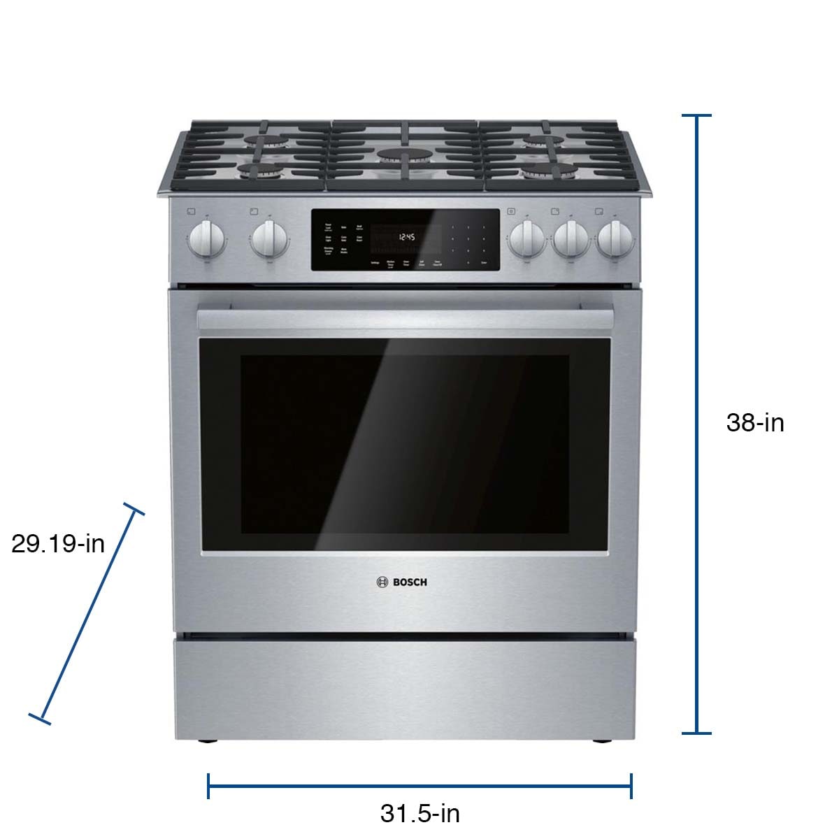 Bosch 800 Series 30-in 5 burners 4.8-cu ft Convection Oven Slide-In Natural Gas Range ( Stainless Steel )