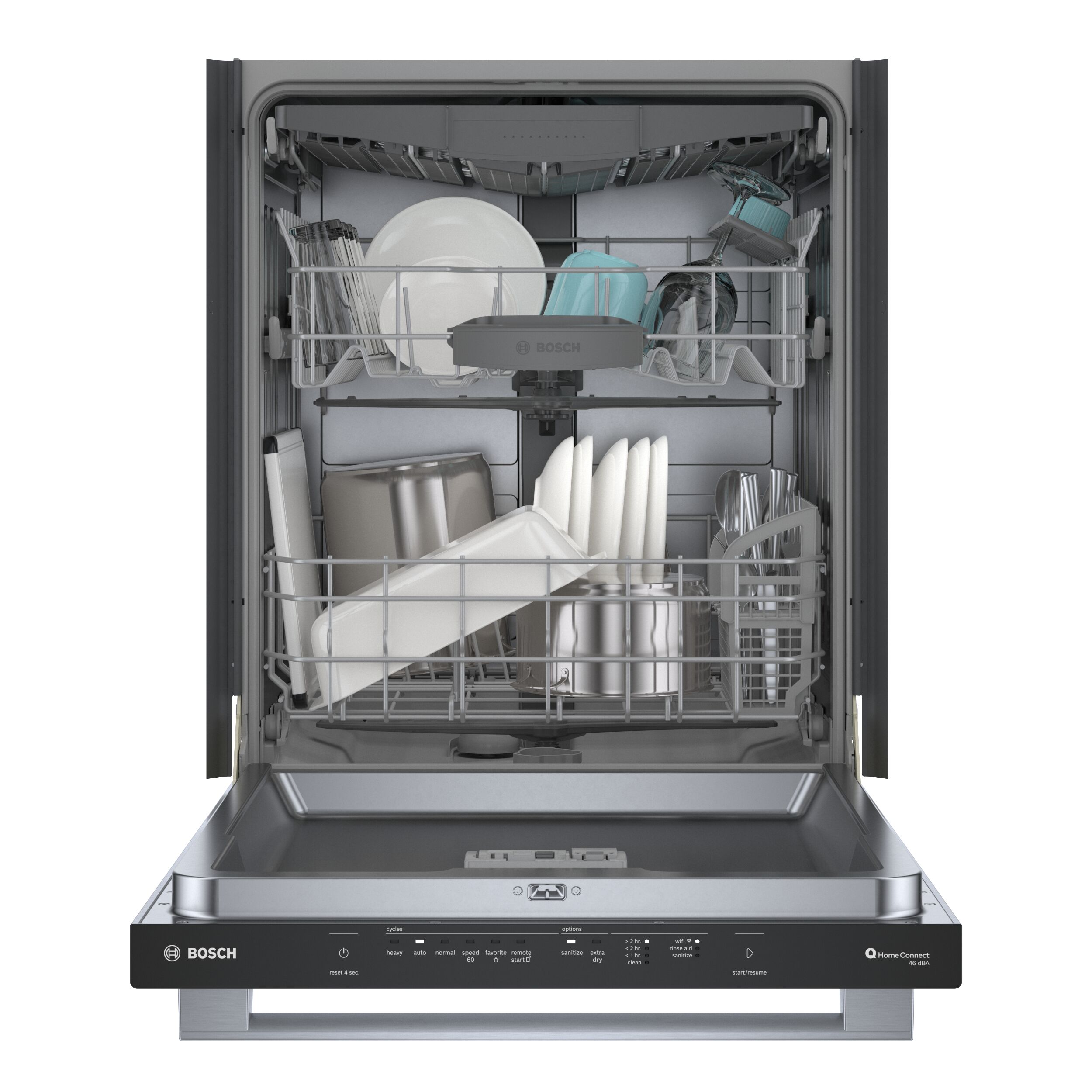 Bosch 100 Series Premium Top Control 24 in Smart Built In Dishwasher Stainless Steel ENERGY STAR 46 dBA