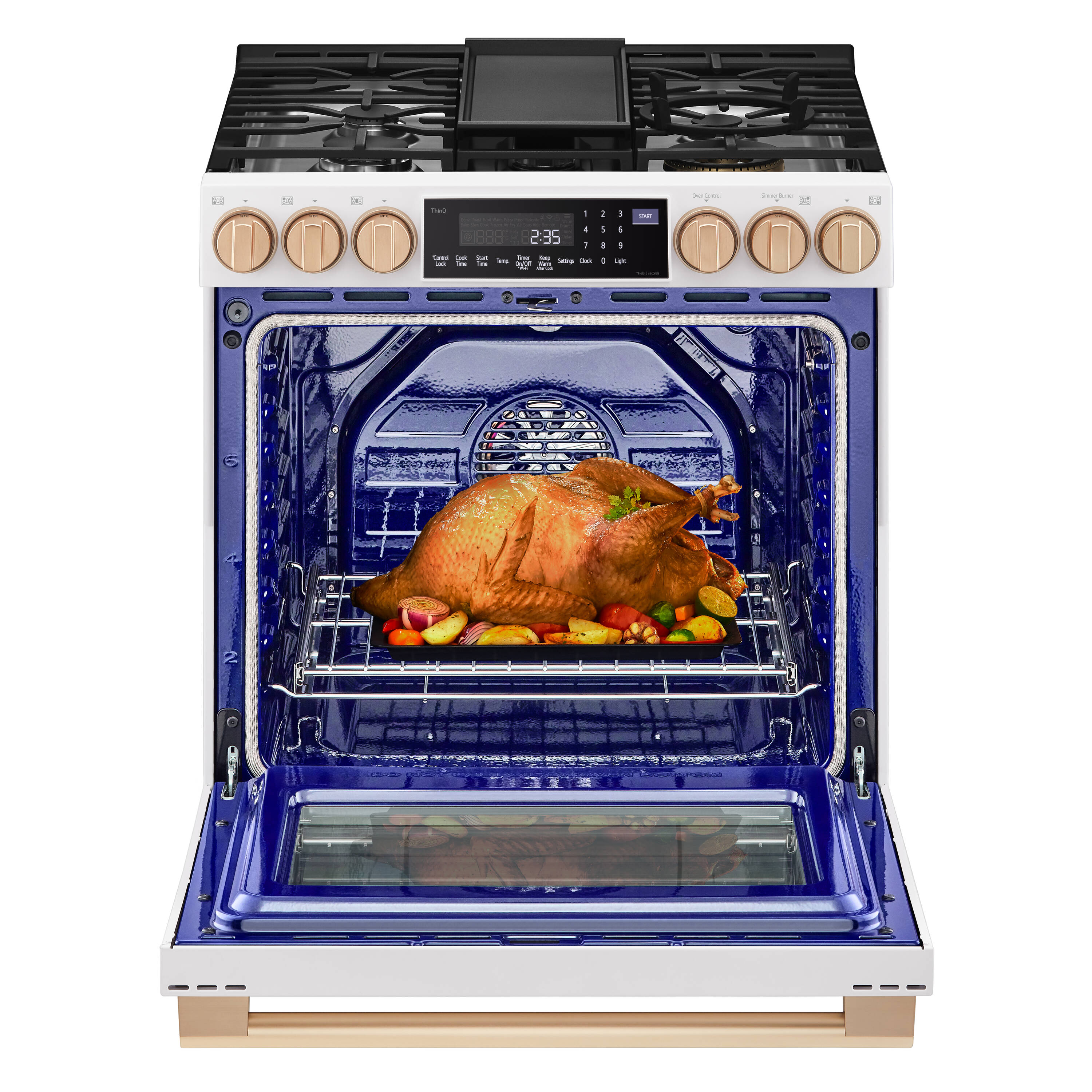 LG STUDIO 30-in 5 burners 6.3-cu ft Air Fry Convection Oven Freestanding Natural Gas Range ( Essence White )