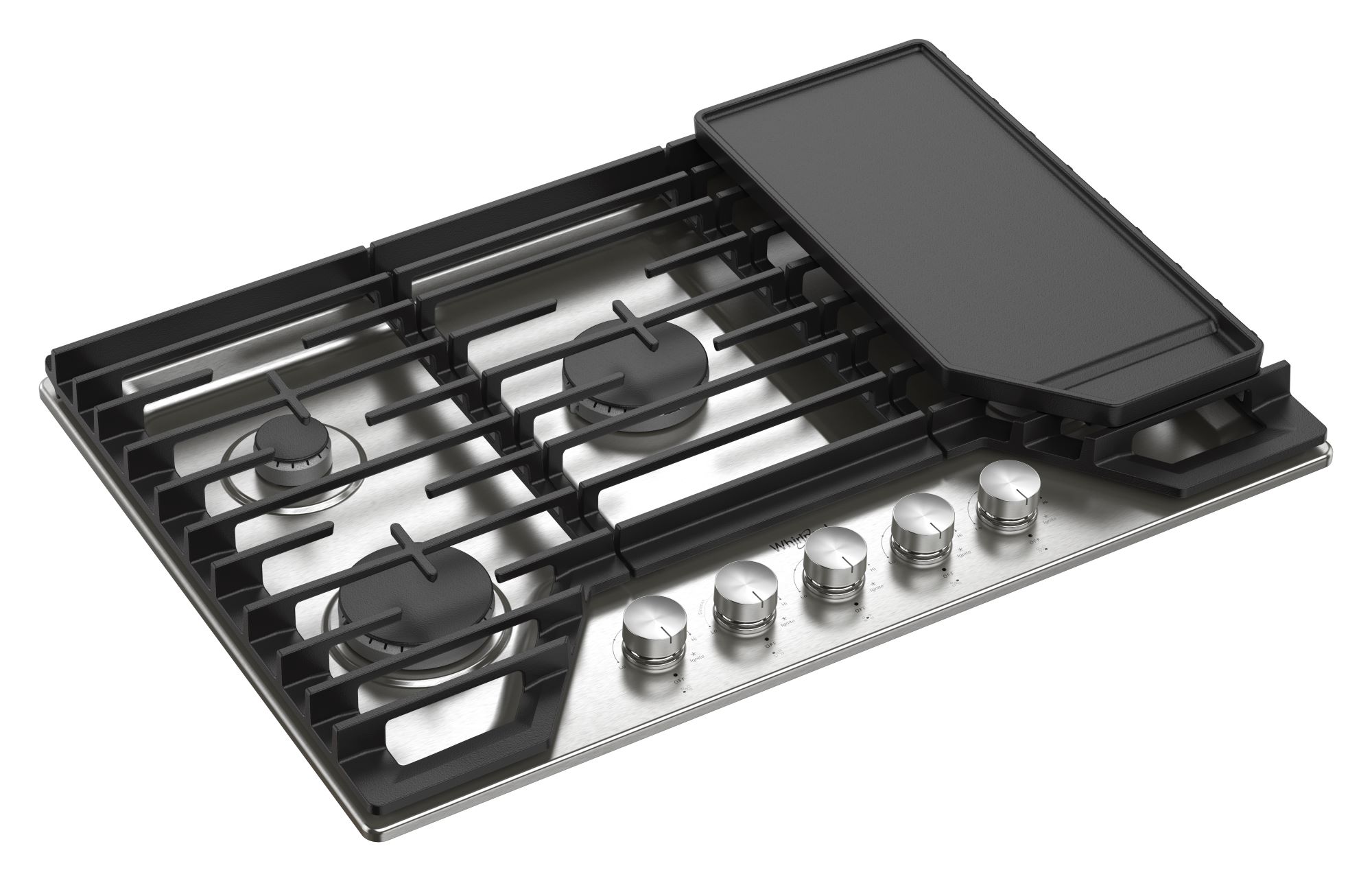 Whirlpool 30-in 5 burners Stainless steel Gas Cooktop