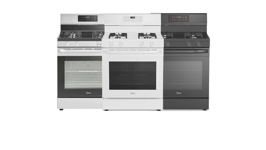 Midea 30-in 4 burners 6.1-cu ft Freestanding Natural Gas Range ( Black )