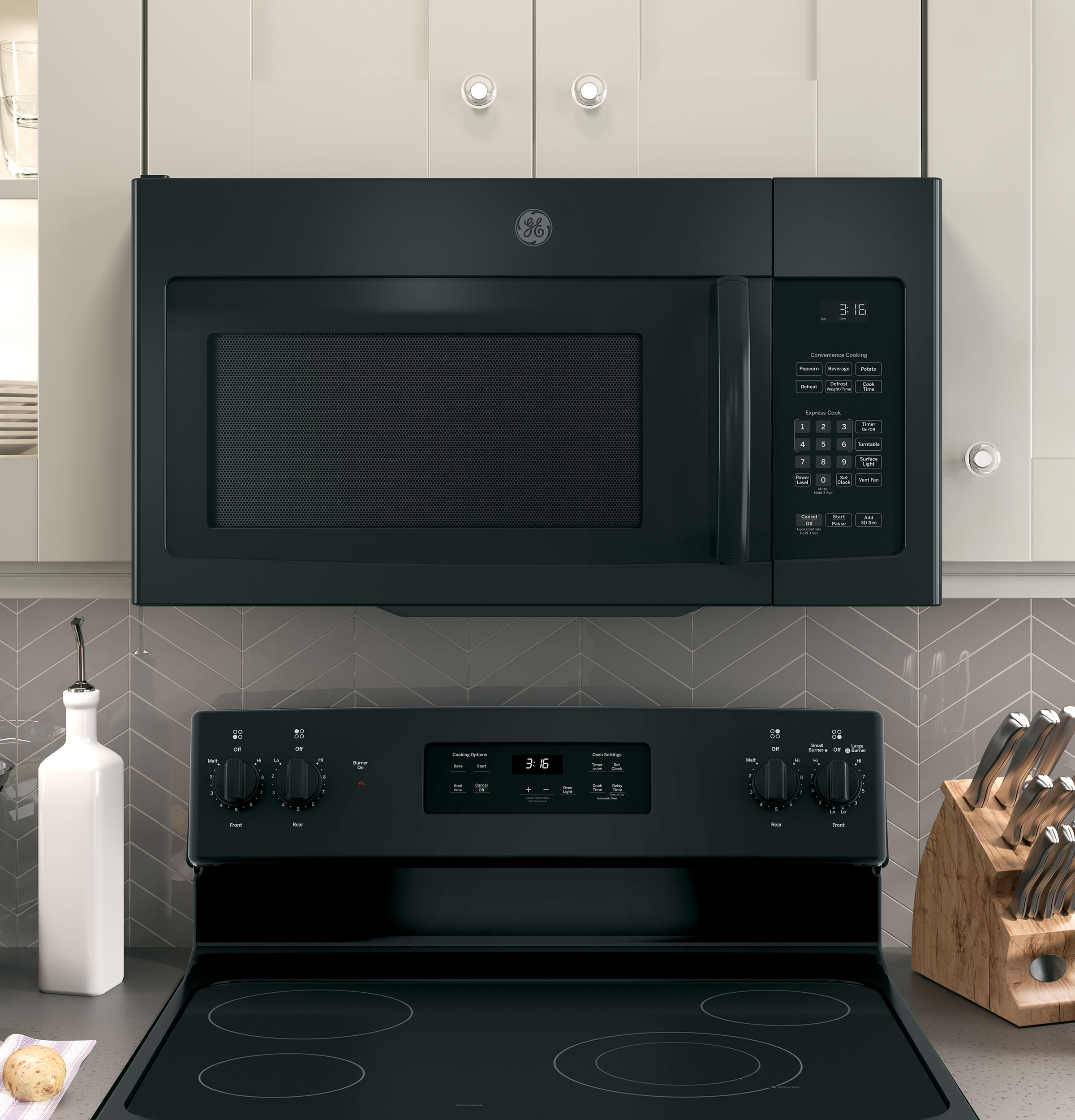 GE 1 6 cu ft 1000 Watt Over the Range Microwave Black