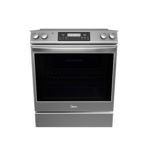 Midea 30-in Glass Top 5 burners 6.3-cu ft Slide-In Electric Range ( Stainless steel )