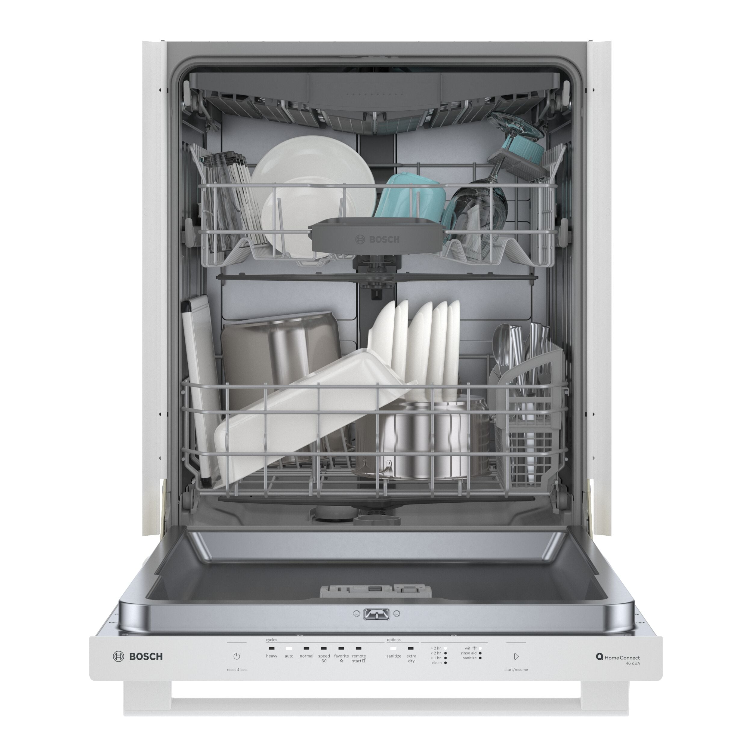 Bosch 100 Series Premium Top Control 24 in Smart Built In Dishwasher White ENERGY STAR 46 dBA
