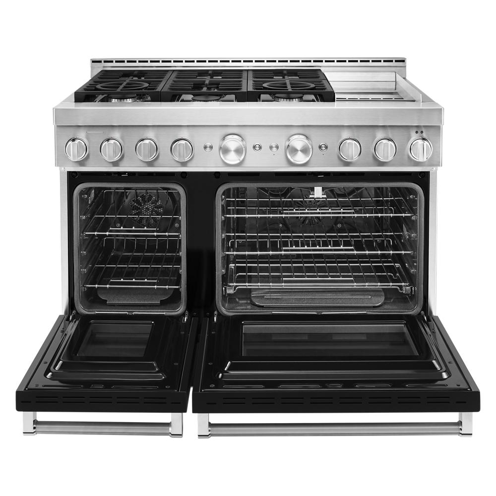 KitchenAid 48-in 6 burners 4.1-cu ft / 2.2-cu ft Convection Oven Freestanding Double Oven Gas Range ( Imperial Black )
