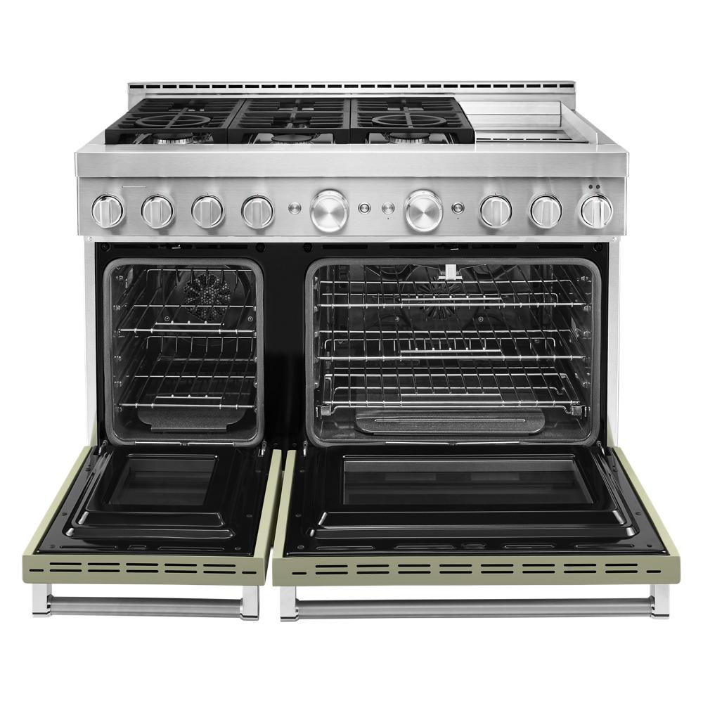 KitchenAid 48-in 6 burners 4.1-cu ft / 2.2-cu ft Convection Oven Freestanding Double Oven Gas Range ( Avocado Cream )