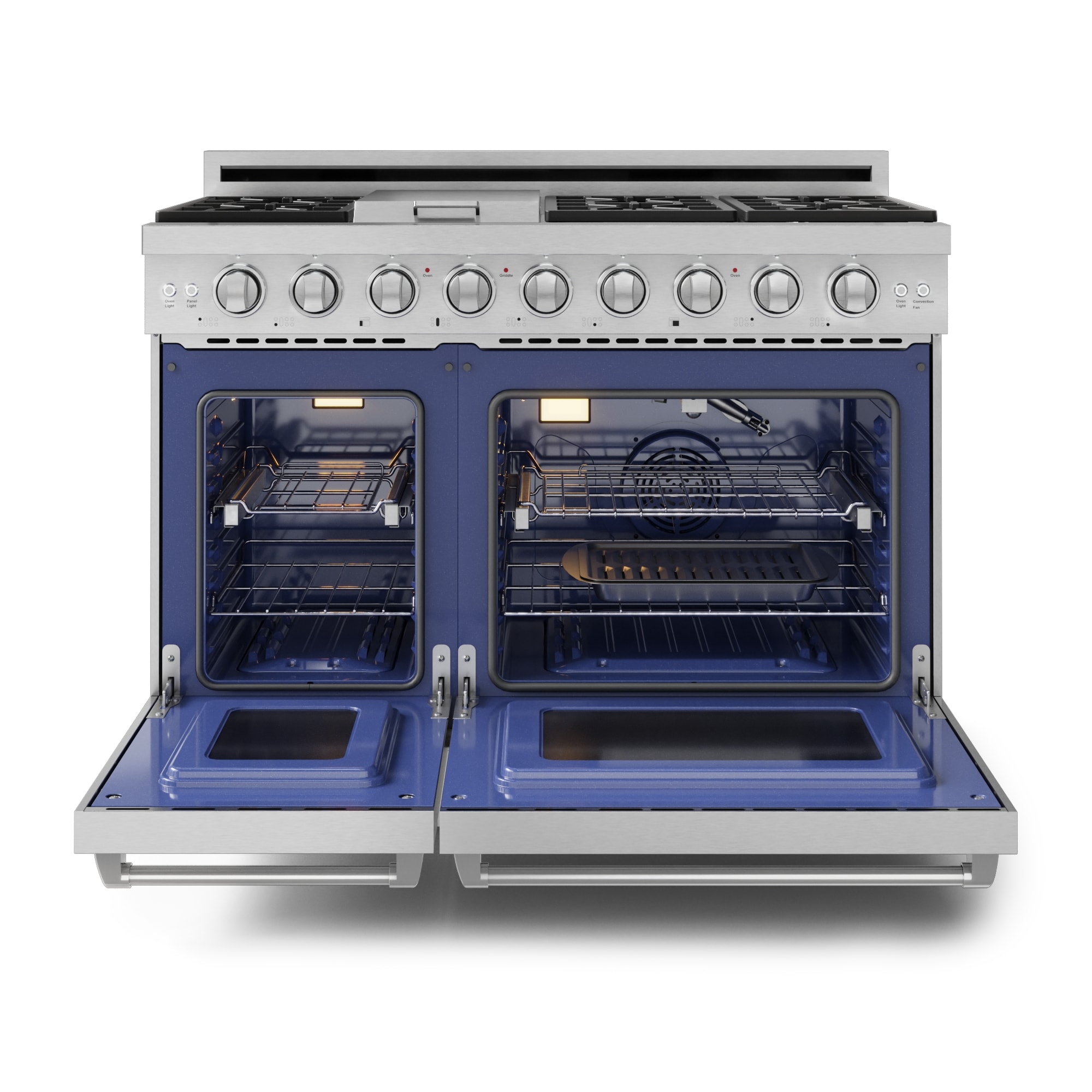 Thor Kitchen Gordon Ramsay Series 48-in 7 burners 4.6-cu ft / 2.2-cu ft Convection Oven Freestanding Double Oven Gas Range ( Stainless Steel )