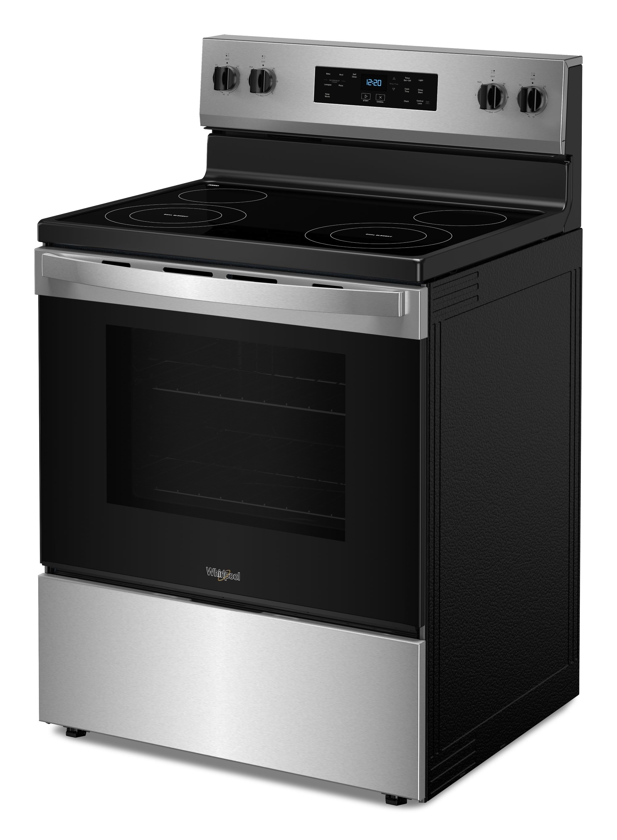 Whirlpool 30-in Glass Top 4 burners 5.3-cu ft Freestanding Electric Range Stainless Steel )