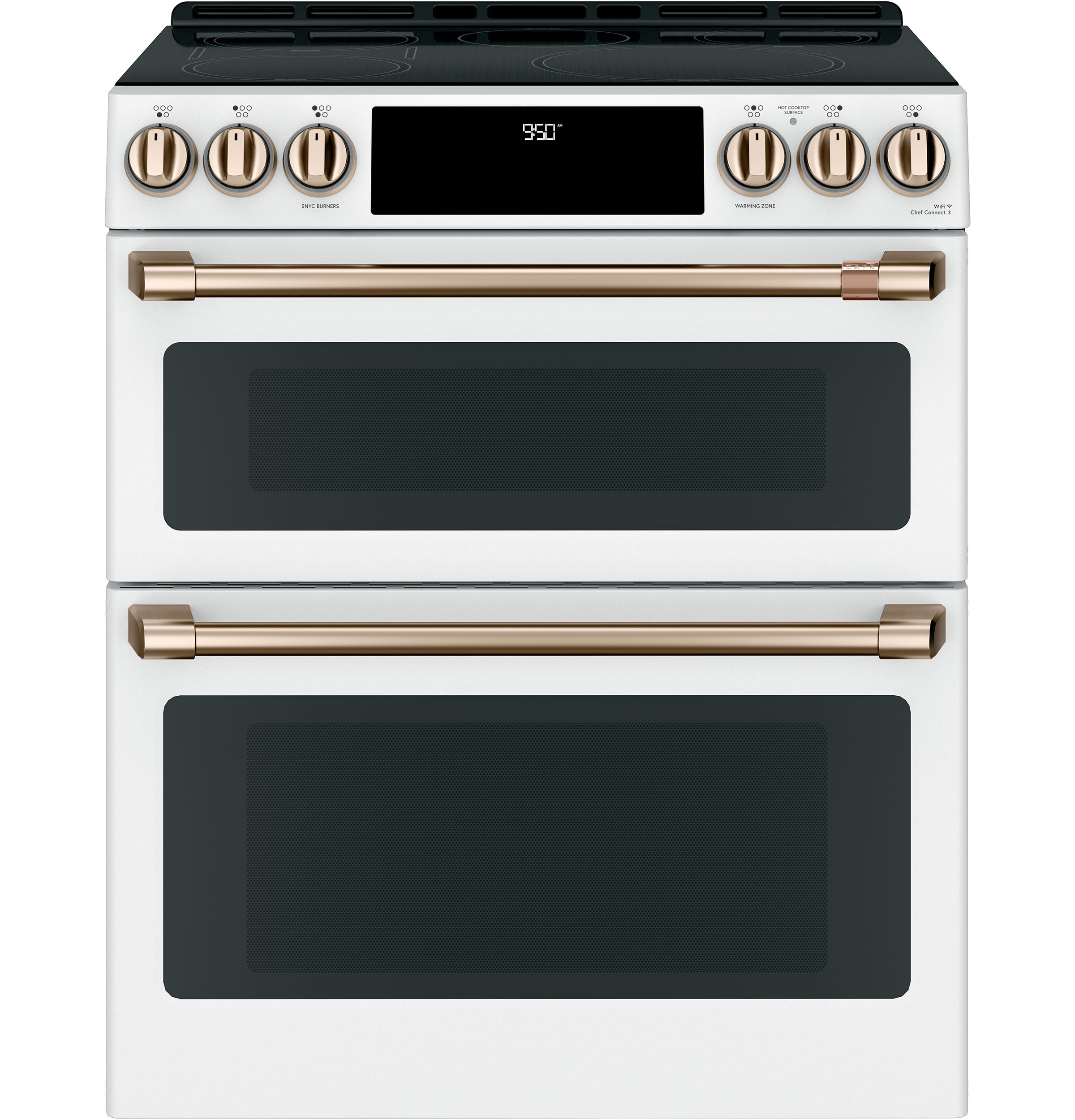 Cafe 30-in 5 Burners 7-cu ft 4.3-cu ft / 2.4-cu ft Air Fry Convection Oven Slide-in Double Induction Range (Matte White)