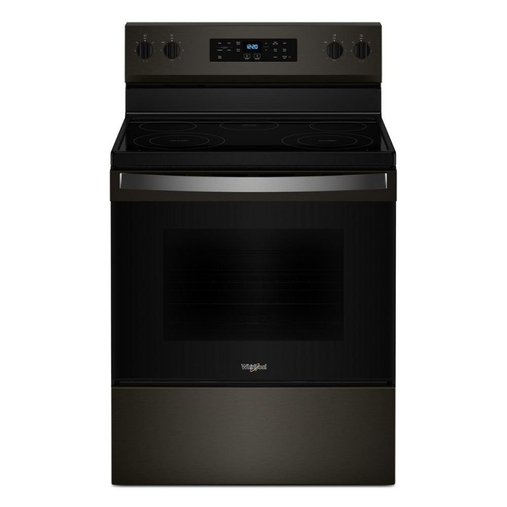 Whirlpool 30-in Glass Top 5 burners 5.3-cu ft Freestanding Electric Range ( Black Stainless )