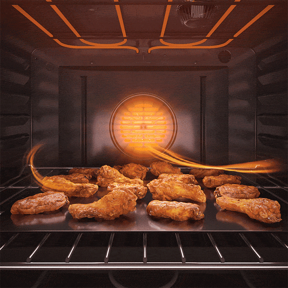 GE 30-in Glass Top 5 burners 4.4-cu ft / 2.2-cu ft Air Fry Convection Oven Freestanding Double Oven Electric Range ( Stainless Steel )