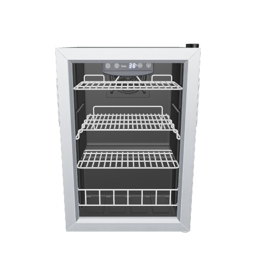 EdgeStar 17.00-in W 80 -Can Capacity Black Cabinet Stainless Steel Door Freestanding Indoor Beverage Refrigerator with Glass Door