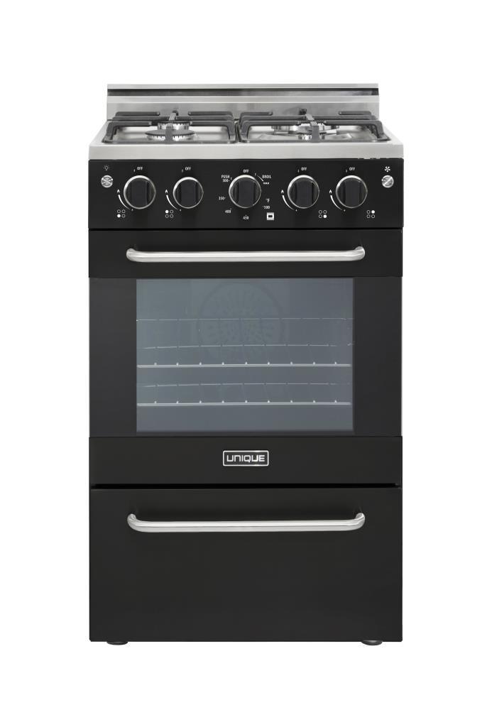 UNIQUE Prestige 20-in 4 burners 1.6-cu ft Convection Oven Freestanding Natural Gas Range ( Black )