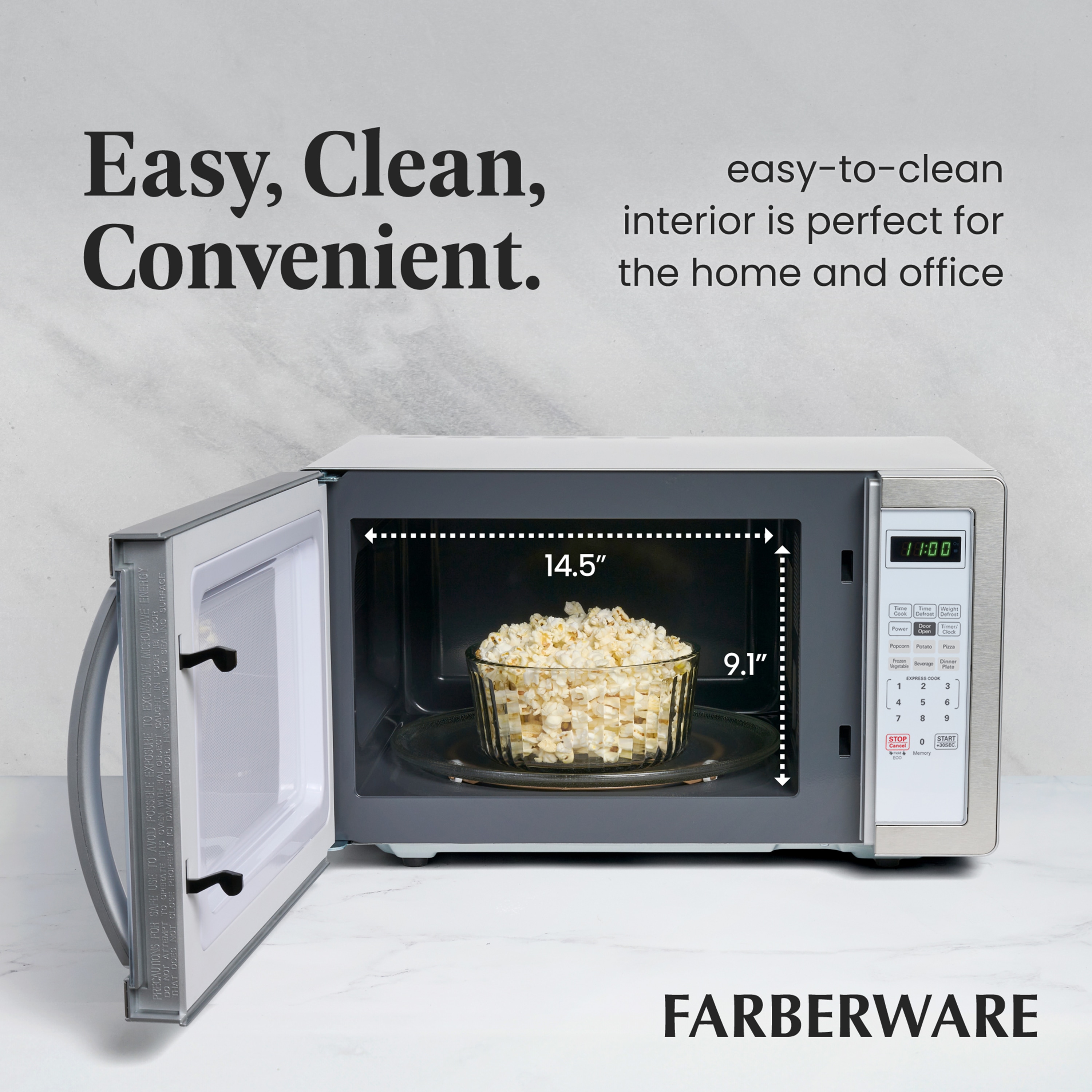 Farberware 1 1 cu ft 1000 Countertop Microwave White Platinum