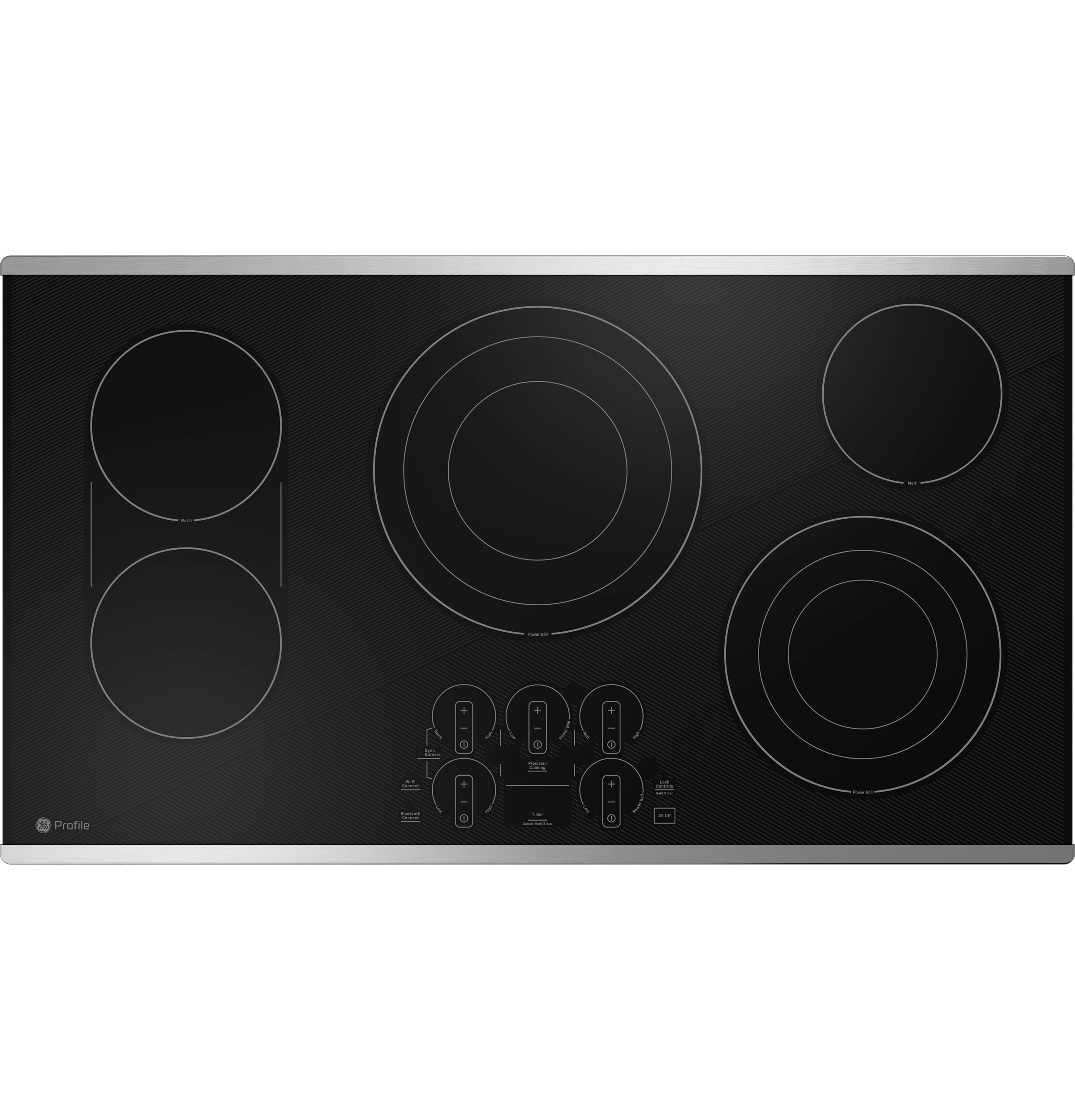 GE Profile 36-in 5 burners Smooth Surface (Radiant) Stainless steel Smart Compatible Electric Cooktop