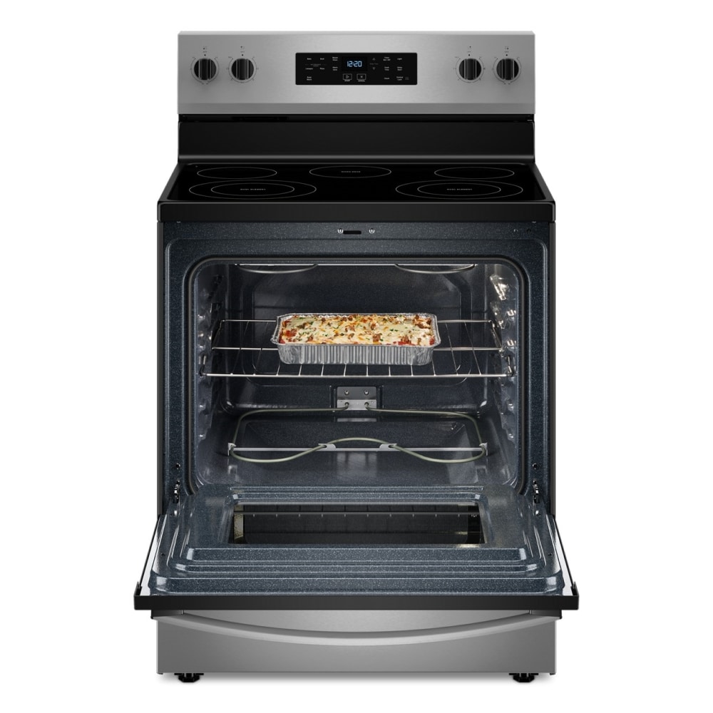Whirlpool 30-in Glass Top 5 burners 5.3-cu ft Freestanding Electric Range ( Fingerprint Resistant Stainless Steel )