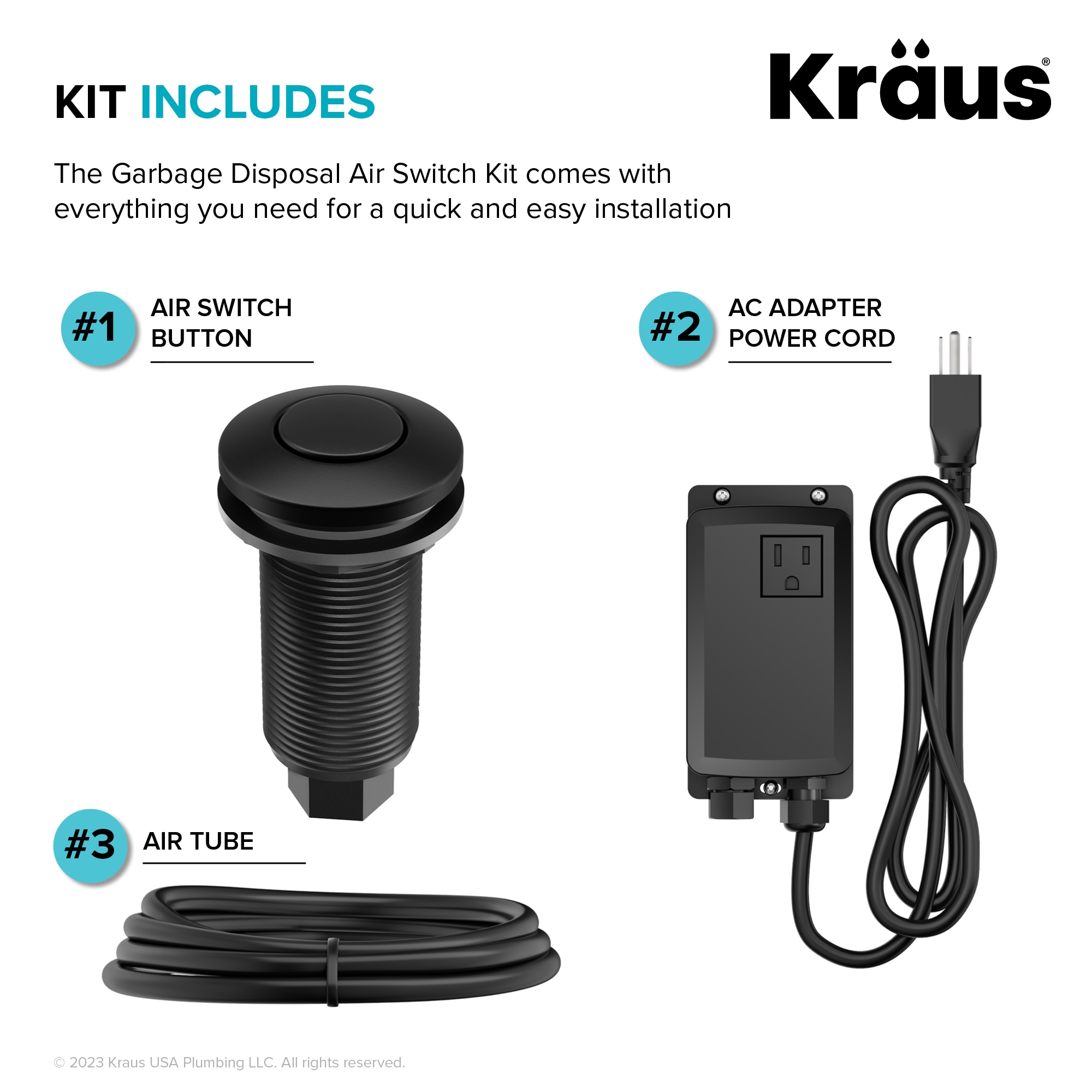 Kraus Kore 2.78-in Matte Black Brass Garbage Disposal switch