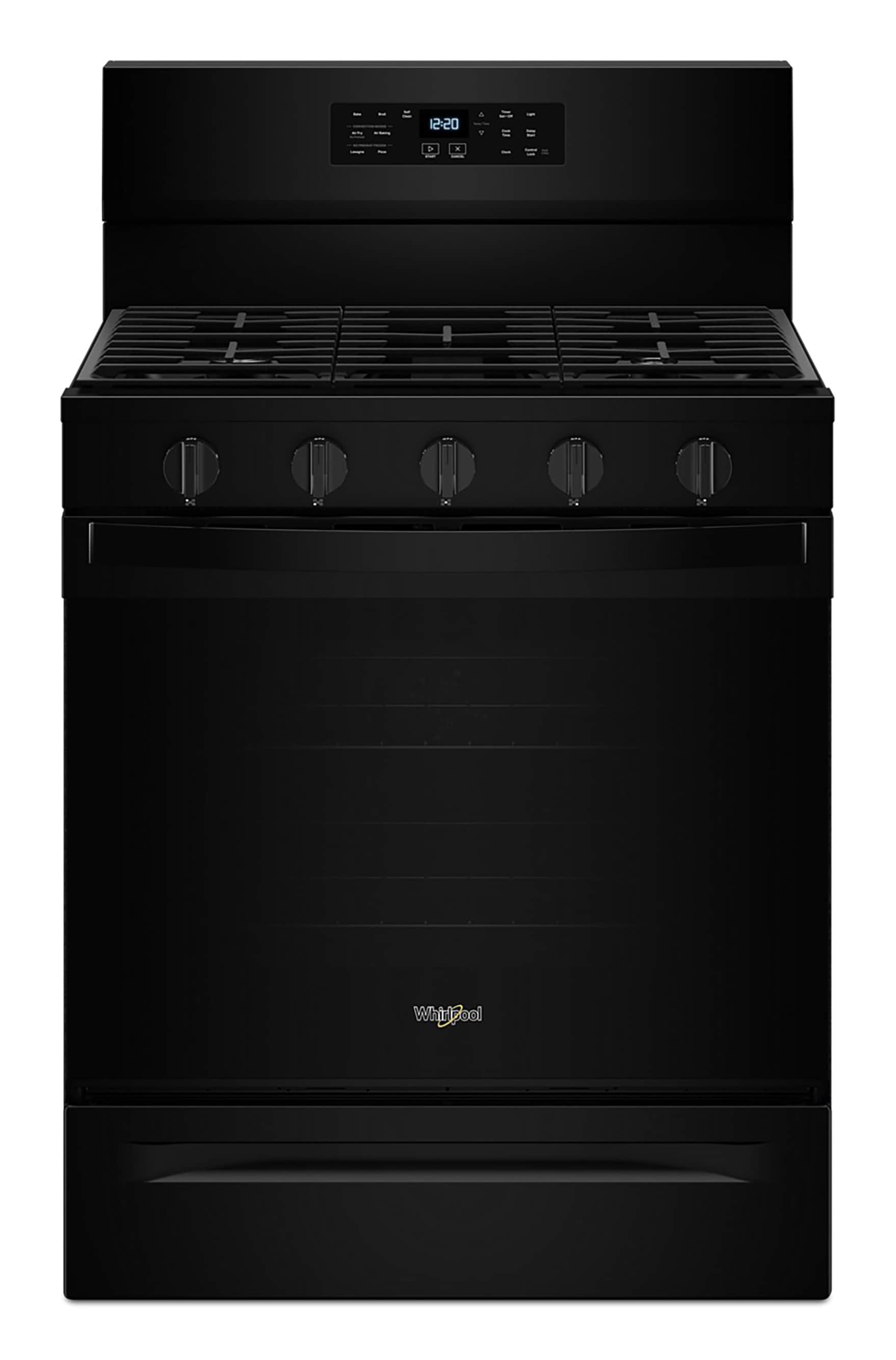 Whirlpool Air Cooking Technology 30-in 5 burners 5-cu ft Air Fry Convection Oven Freestanding Natural Gas Range ( Black )
