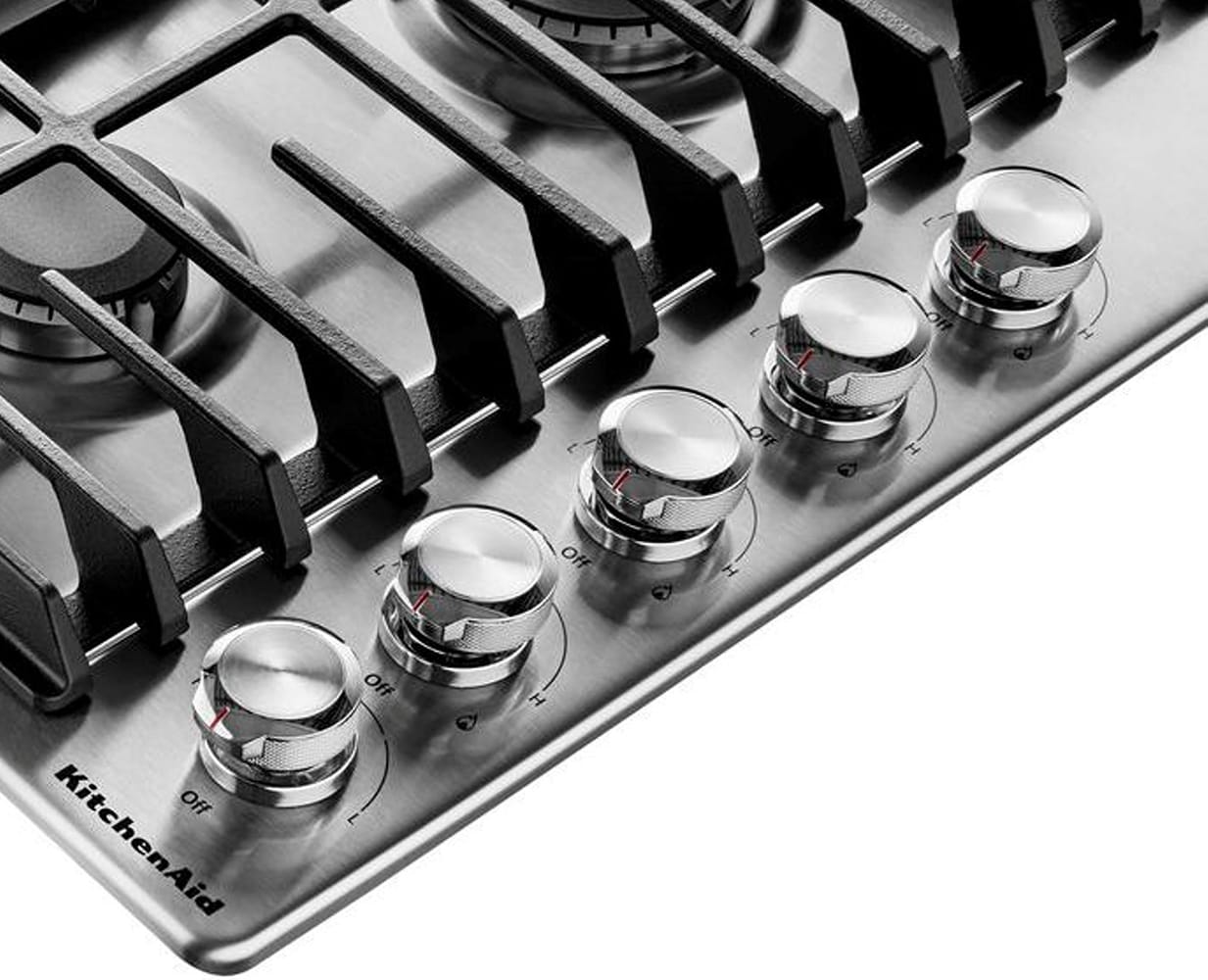 KitchenAid 30-in 4 burners Stainless steel Gas Cooktop with Downdraft Exhaust