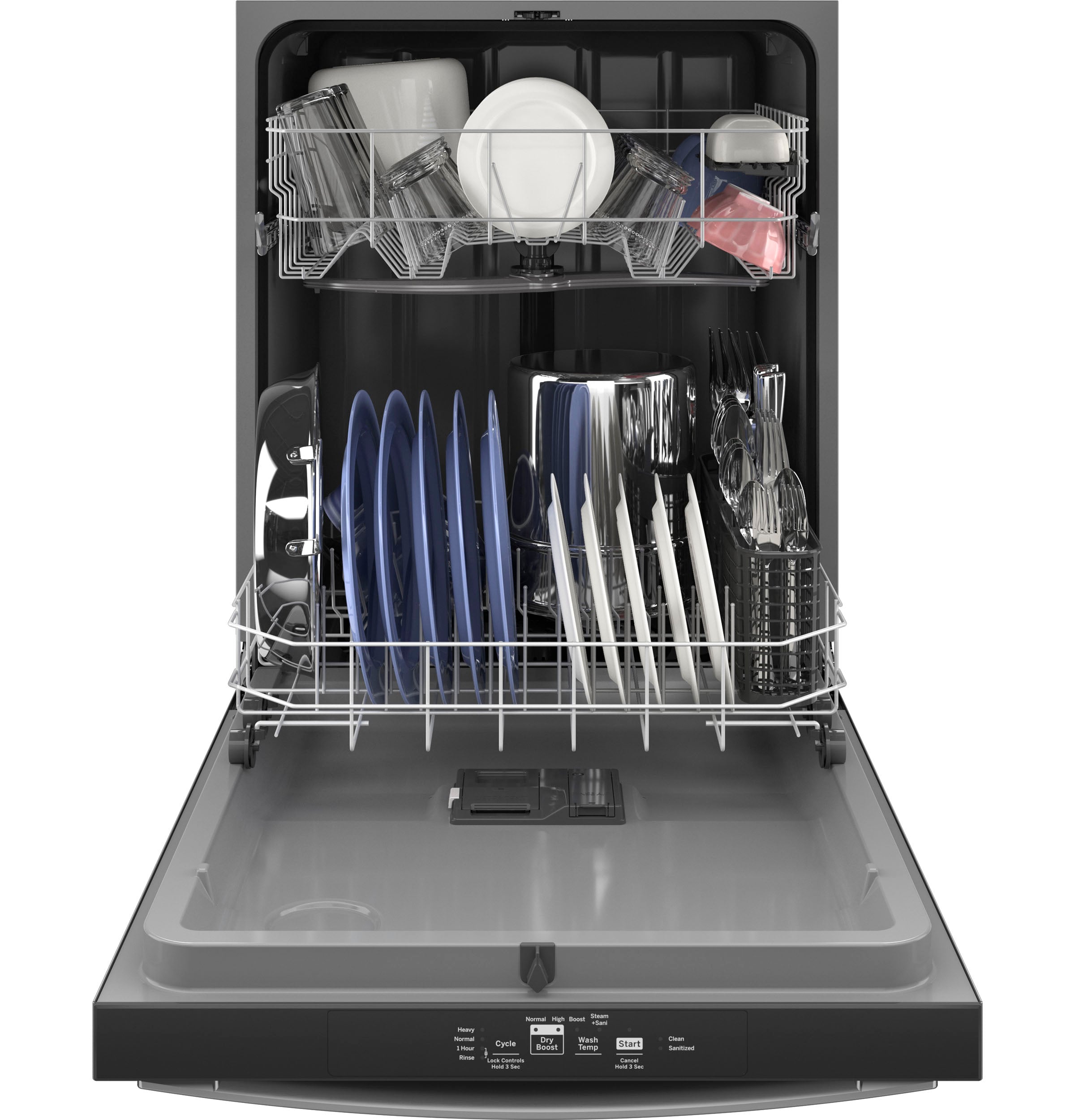 GE Dry Boost Top Control 24 in Built In Dishwasher Fingerprint Resistant Stainless Steel ENERGY STAR 55 dBA