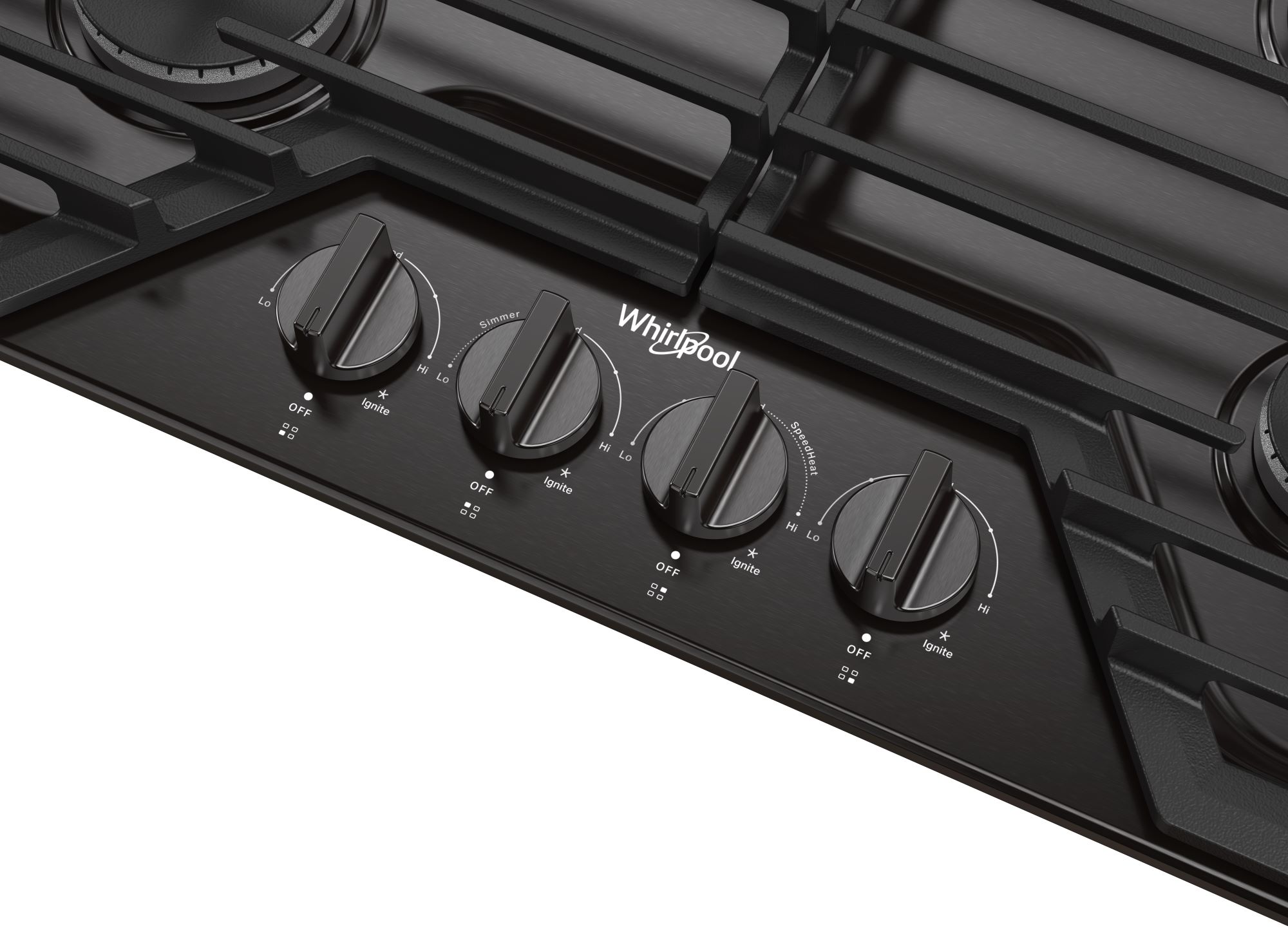 Whirlpool 30-in 4 burners Black Stainless steel Gas Cooktop