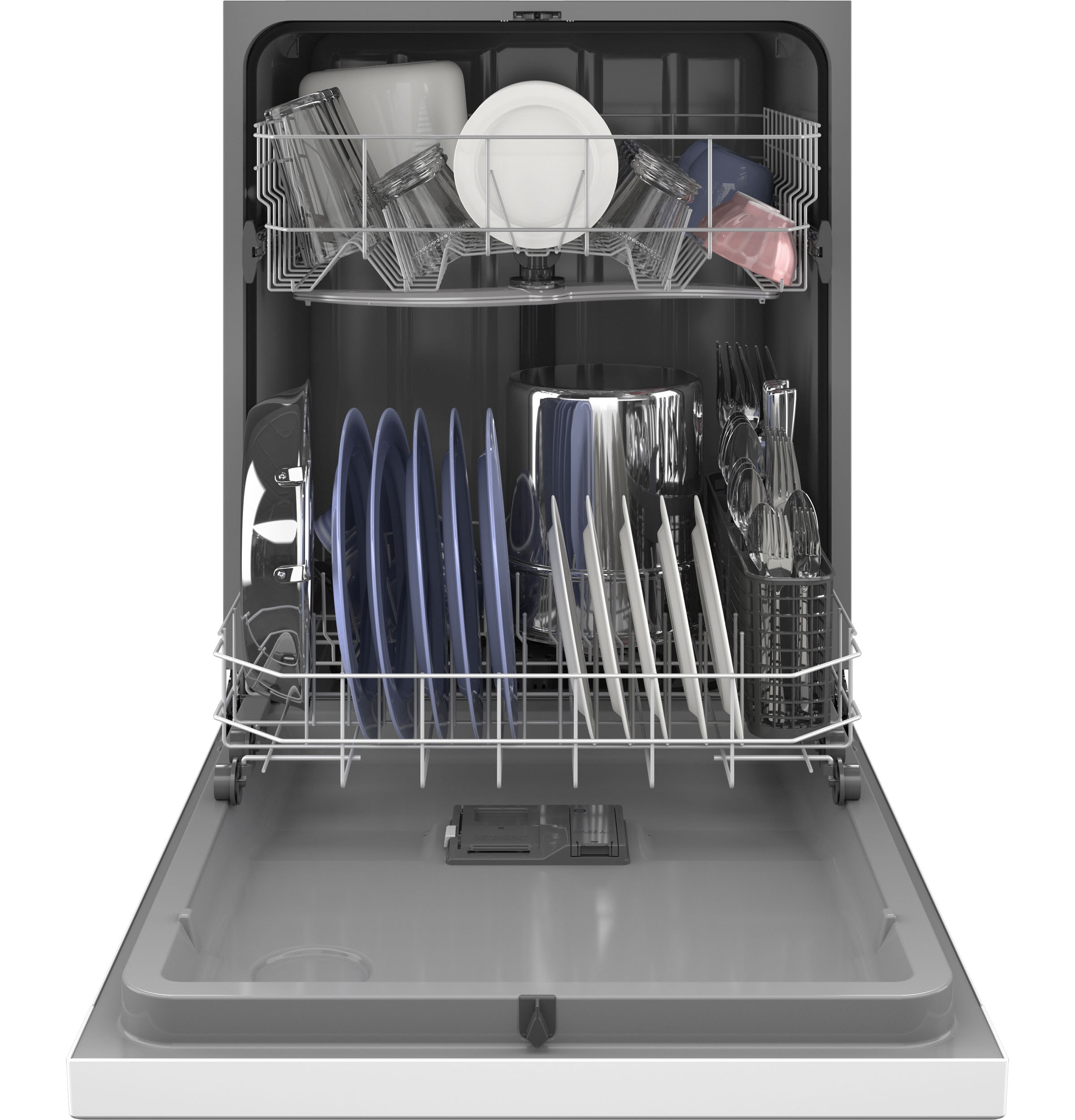 GE Dry Boost Front Control 24 in Built In Dishwasher White 60 dBA