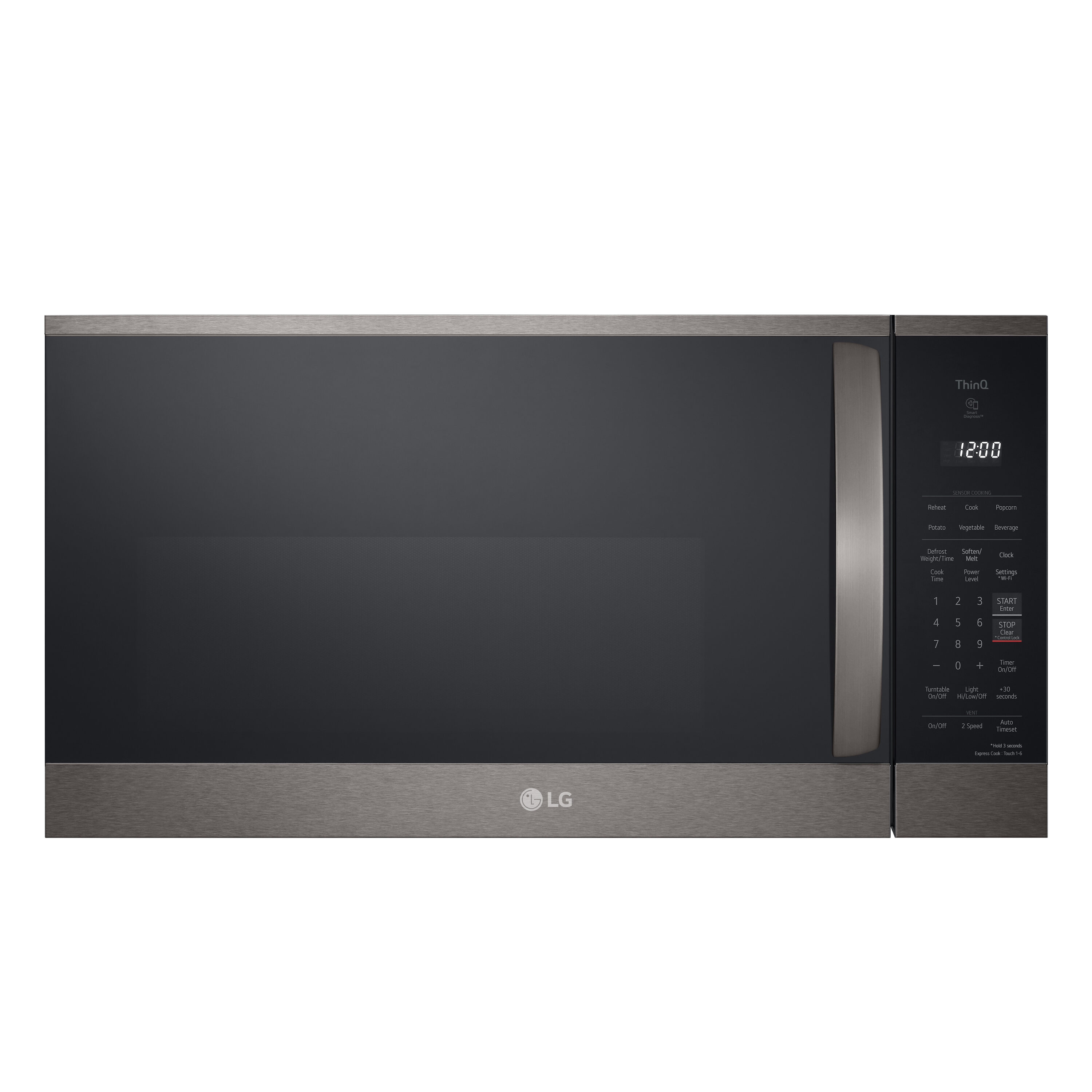 LG 1 8 cu ft 1000 Watt Smart Over the Range Microwave with Sensor Cooking Printproof Black Stainless Steel