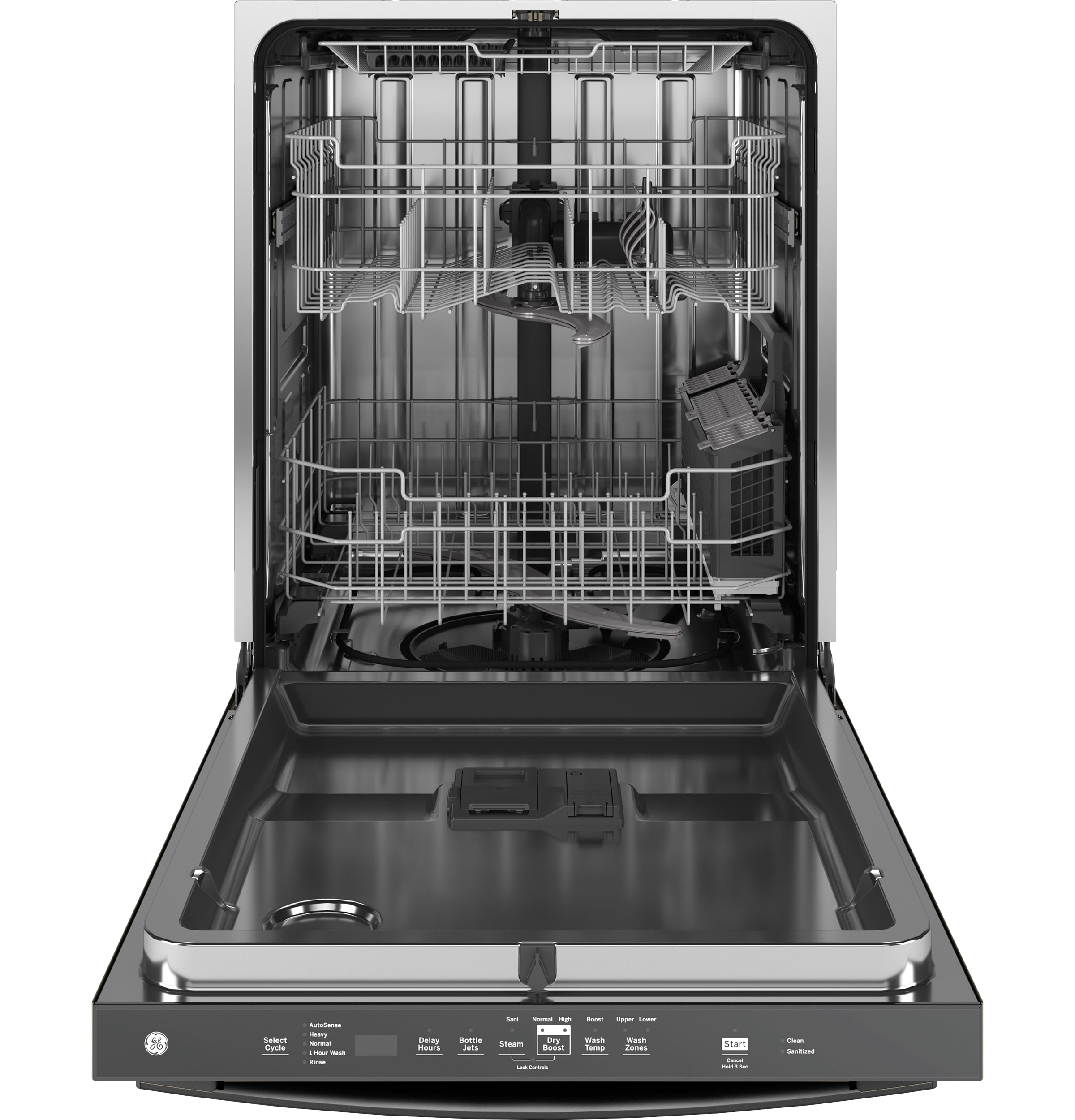 GE Dry Boost Top Control 24 in Built In Dishwasher With Third Rack Black Slate ENERGY STAR 45 dBA