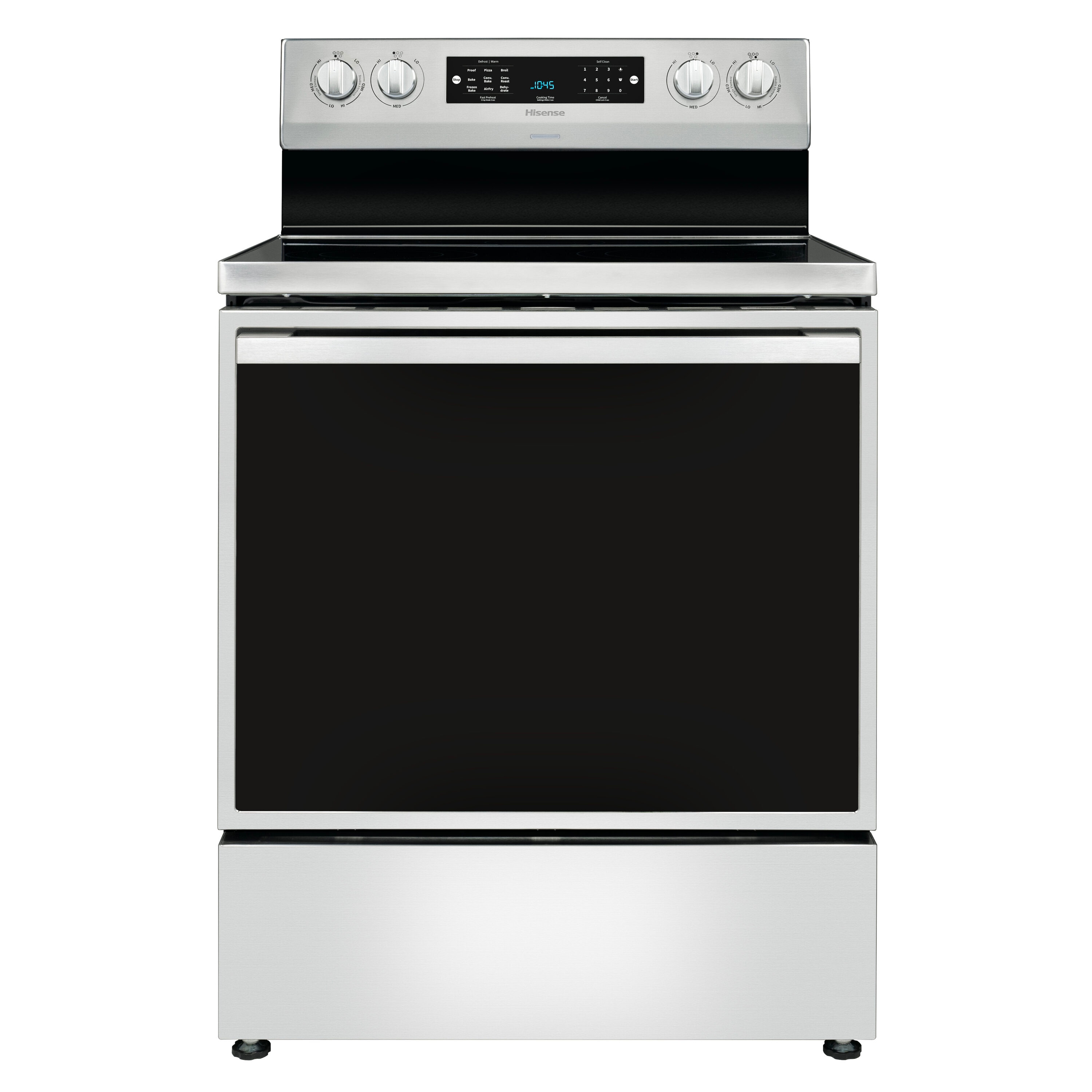 Hisense 30-in Glass Top 5 burners 5.8-cu ft Air Fry Convection Oven Freestanding Electric Range ( Stainless Steel )