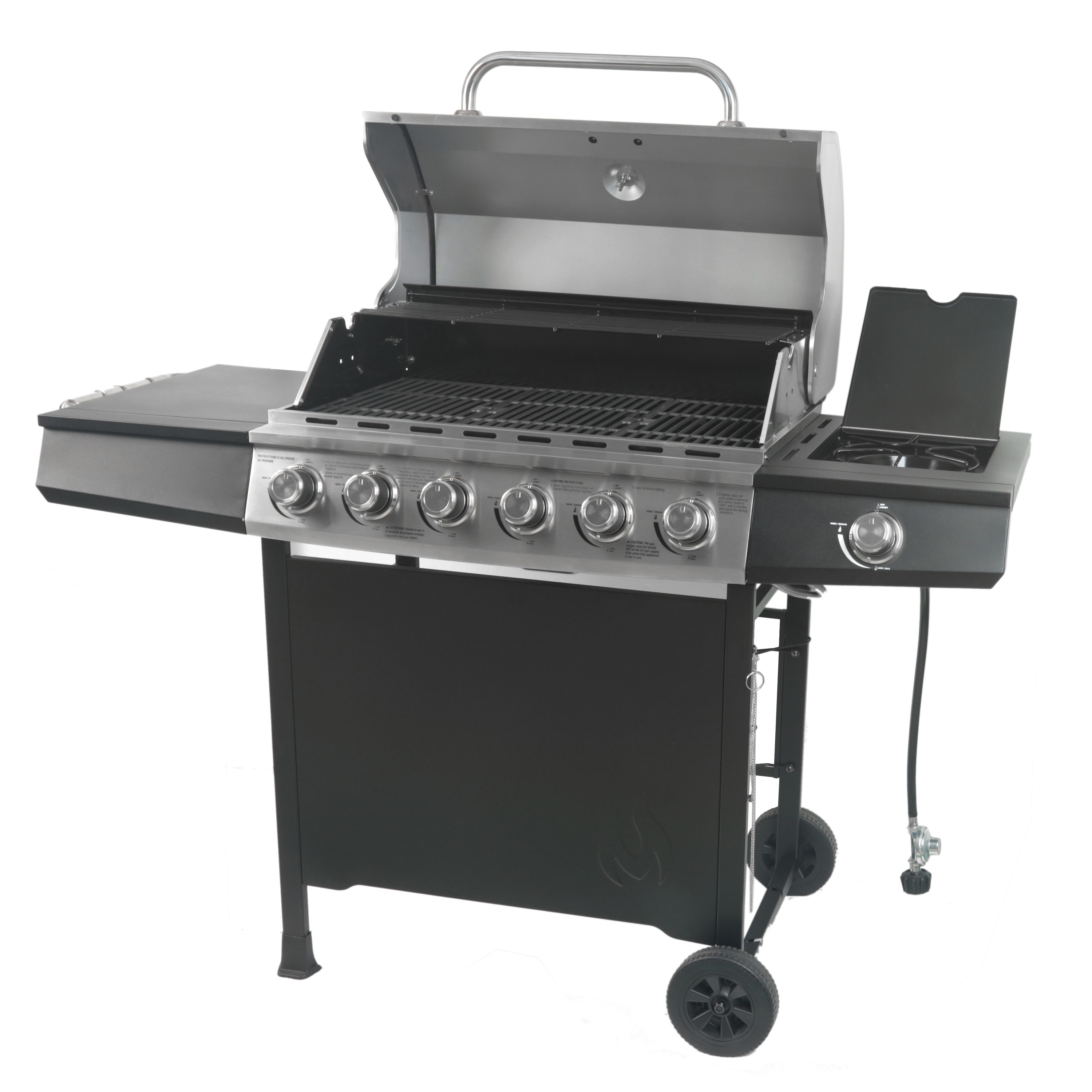 Master Forge Stainless steel and black 6 -Burner Liquid Propane Gas Grill 1 -Side Burner