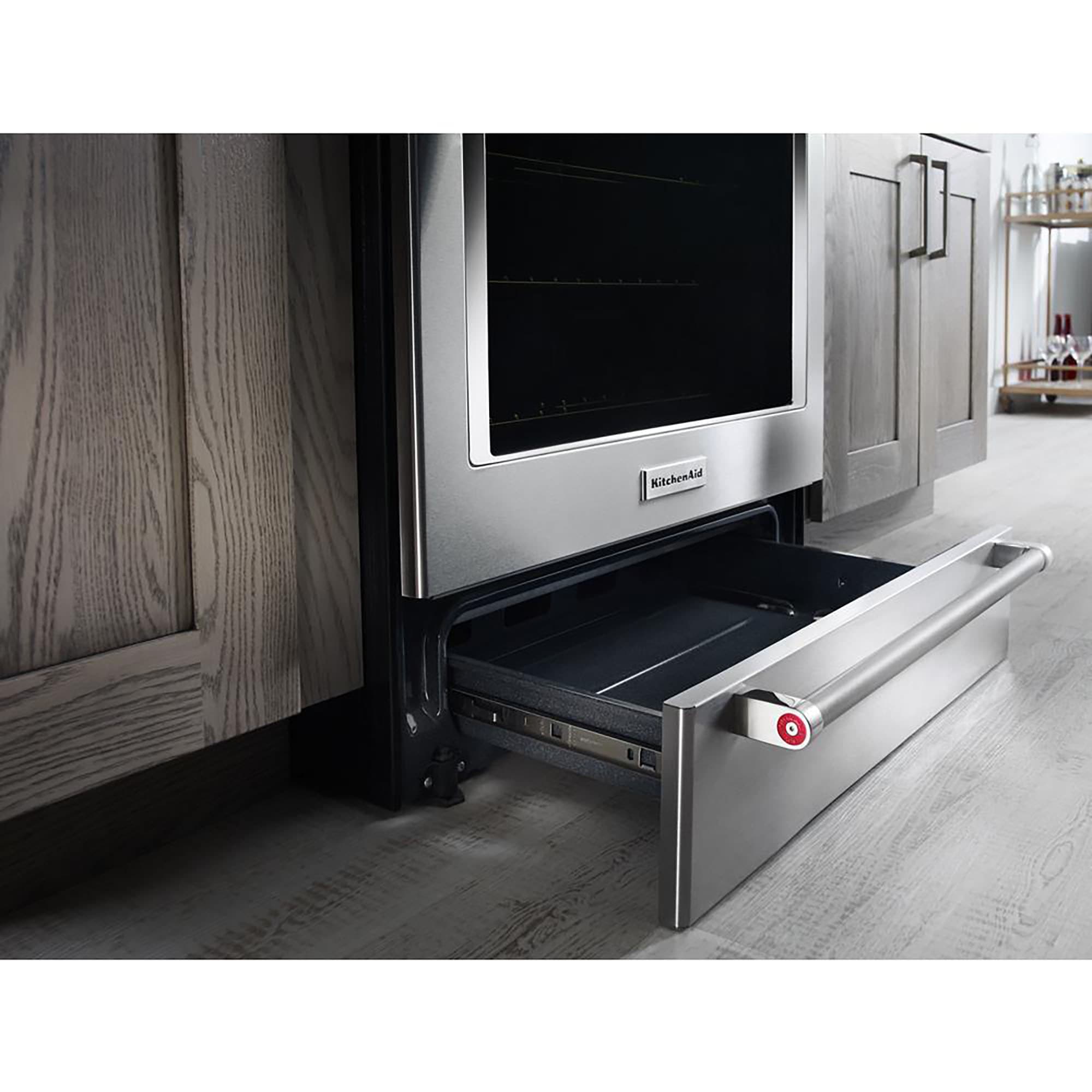 KitchenAid 30-in Glass Top 5 burners 7.1-cu ft Convection Oven Slide-In Electric Range ( Stainless steel )