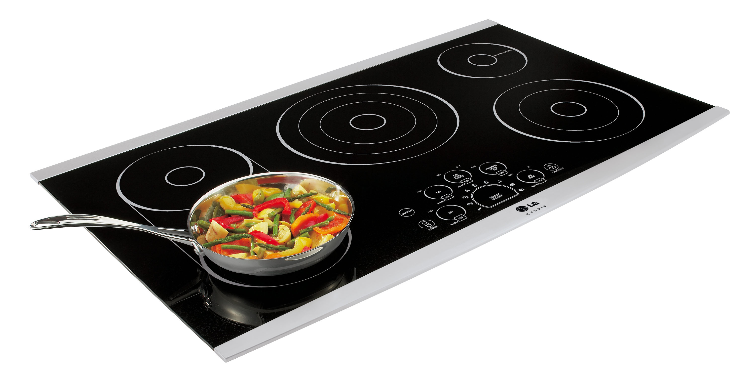 LG STUDIO 36-in 6 burners Smooth Surface (Radiant) Black Electric Cooktop with Bridge Element