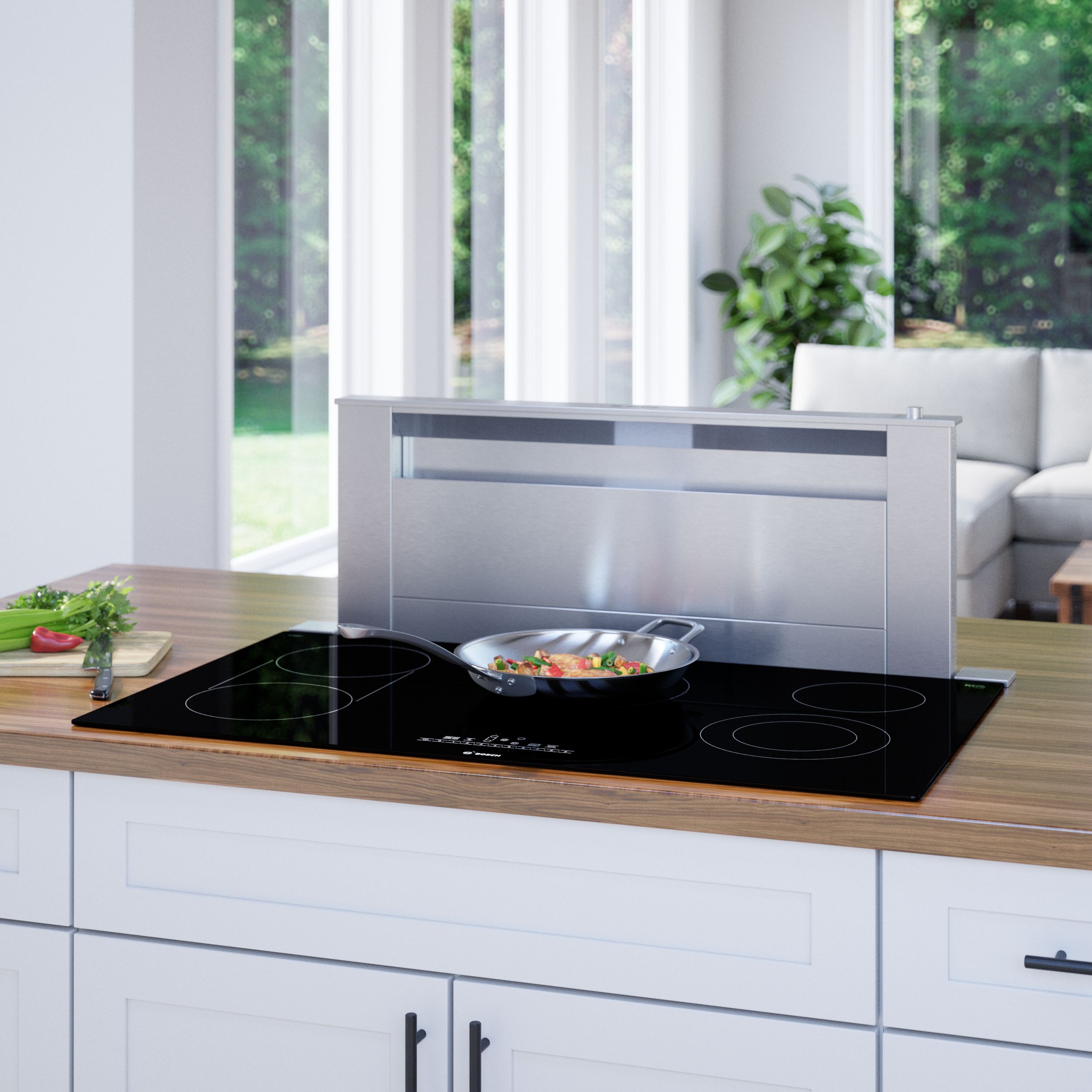 Bosch 800 Series 36-in 5 burners Smooth Surface (Radiant) Black Electric Cooktop with Bridge Element