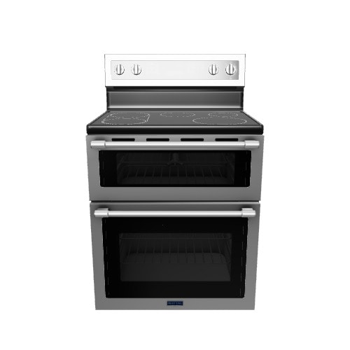 Maytag 30-in Glass Top 5 burners 4.2-cu ft / 2.5-cu ft Convection Oven Freestanding Double Oven Electric Range ( Fingerprint Resistant Stainless Steel )