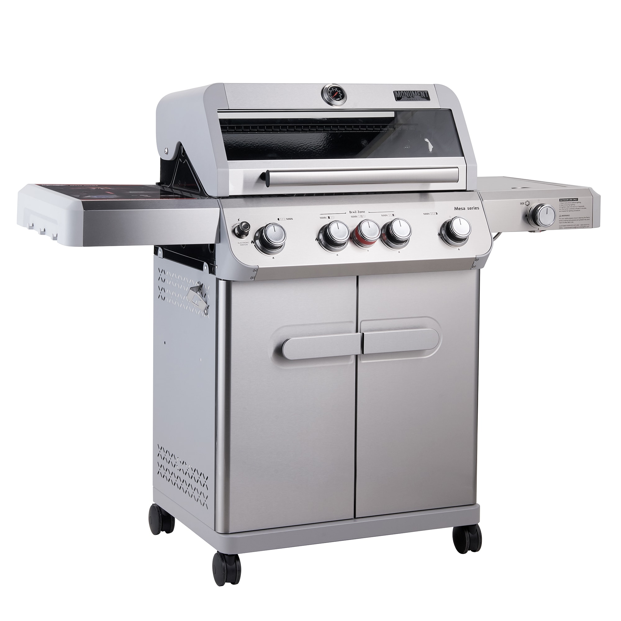 Monument Mesa 405BZ Stainless Steel 5 -Burner Infrared Liquid Propane Gas Grill 1 -Side Burner