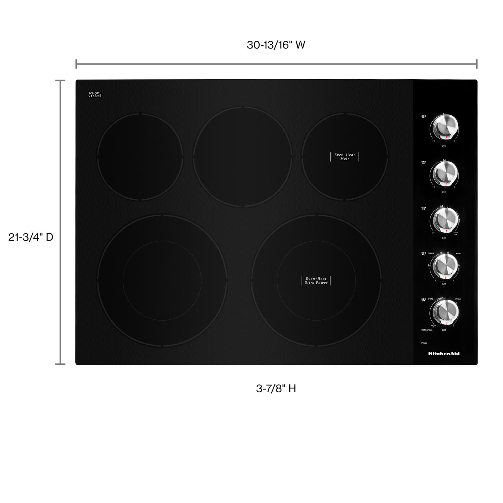 KitchenAid 30-in 5 burners Smooth Surface (Radiant) Stainless steel Electric Cooktop