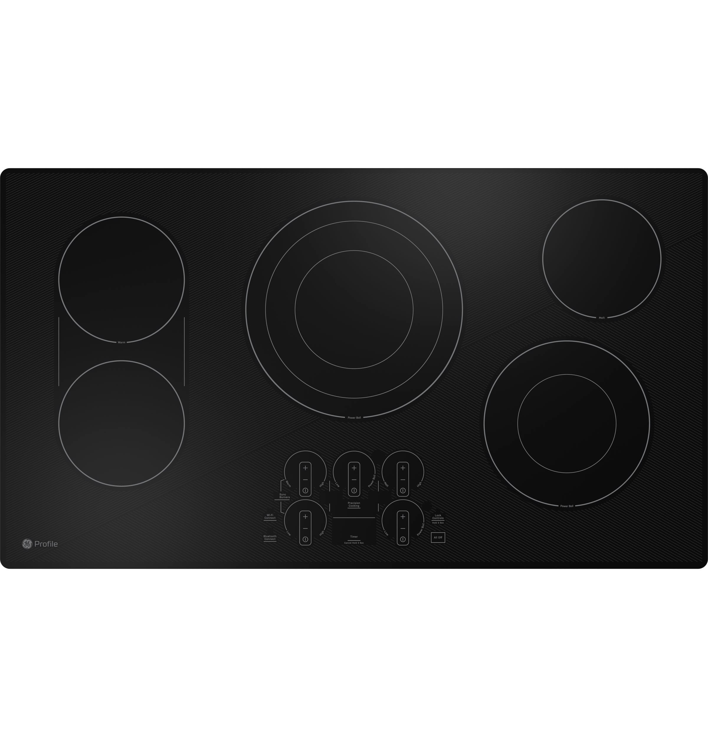 GE Profile 36-in 5 burners Smooth Surface (Radiant) Black Smart Compatible Electric Cooktop with Bridge Element