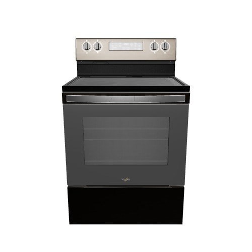 Whirlpool 30-in Glass Top 5 burners 5.3-cu ft Air Fry Convection Oven Freestanding Electric Range ( Black Stainless )